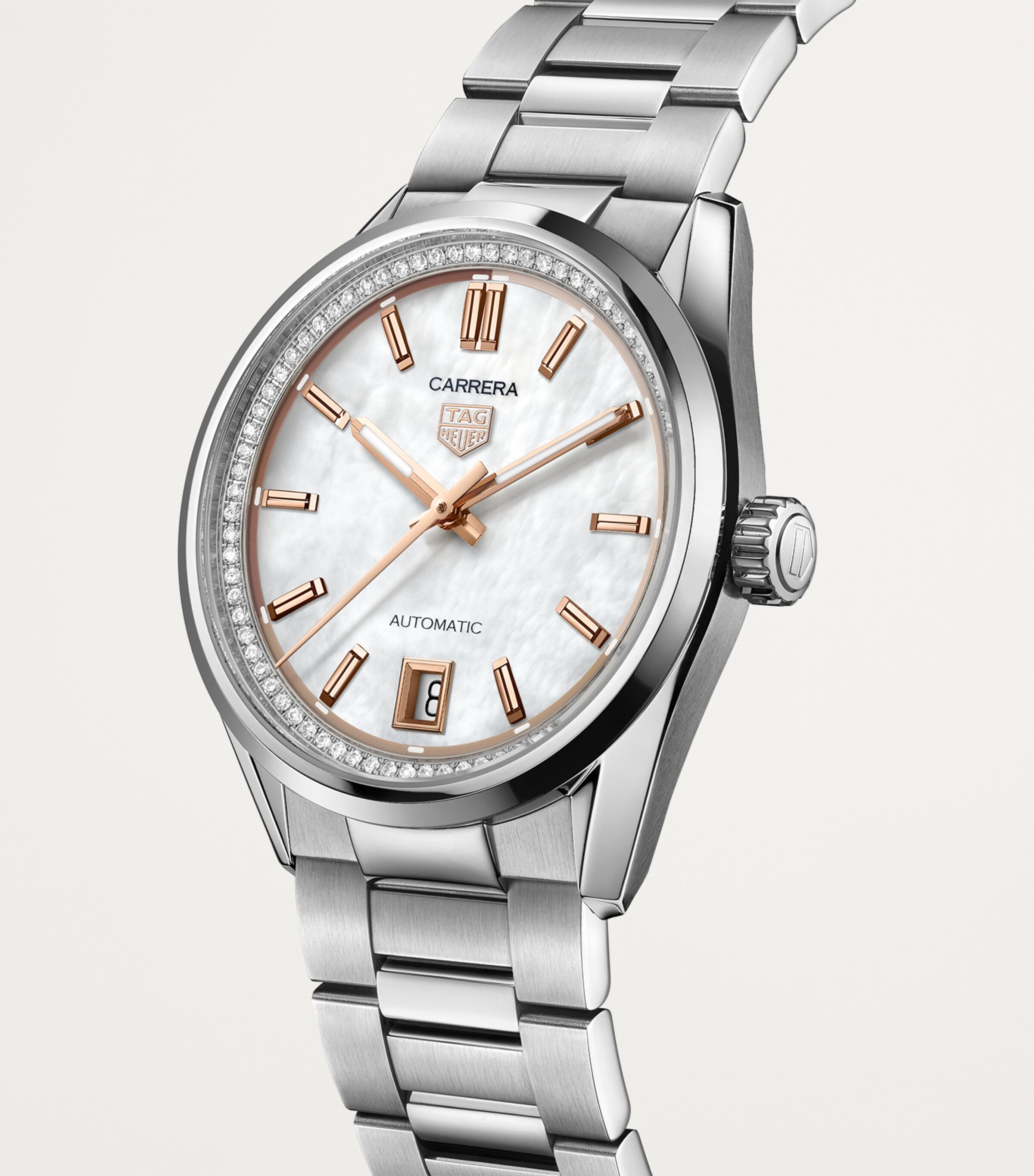 TAG Heuer Stainless Seel and Diamond Carrera Date Watch 36mm White Image 6