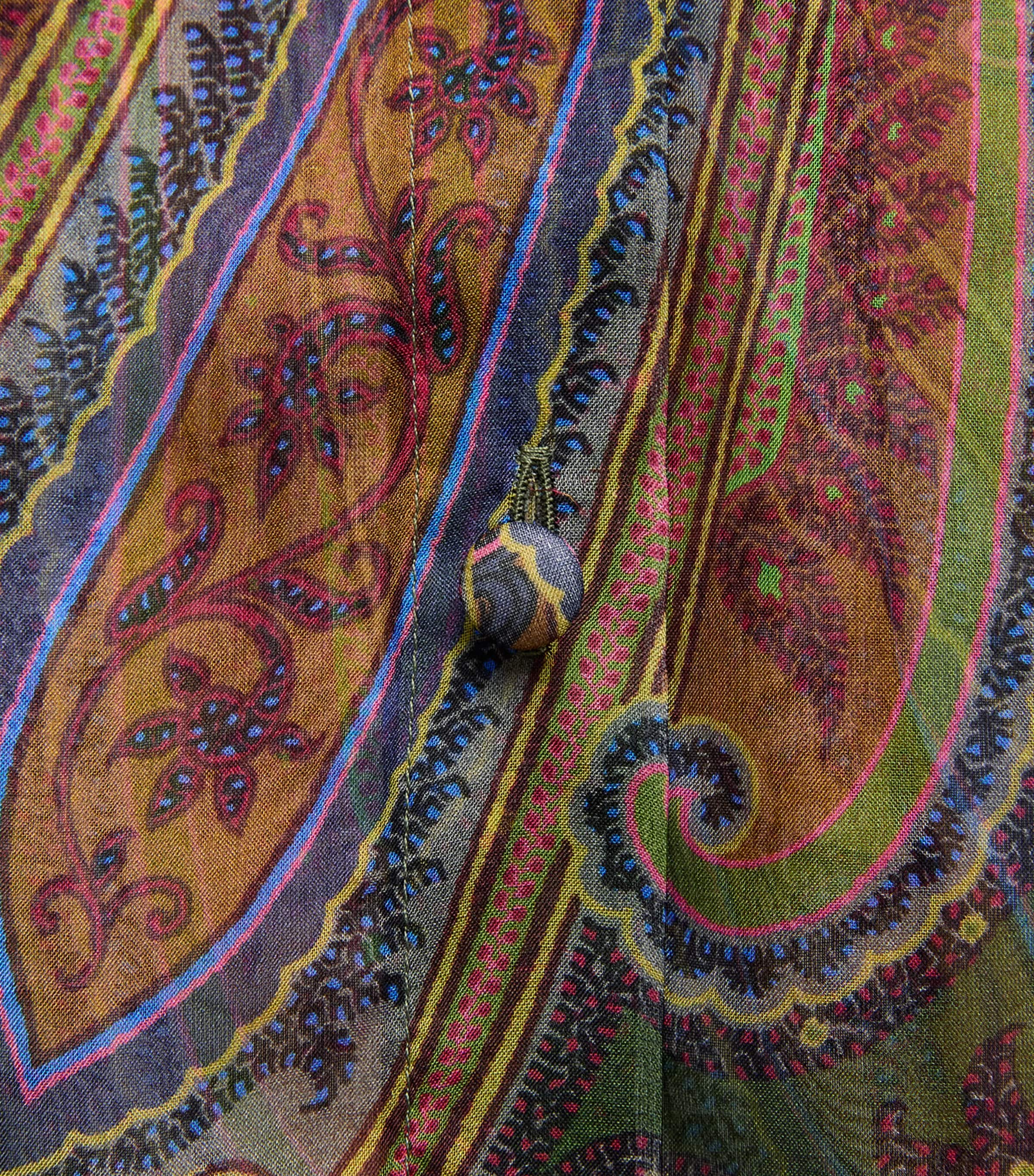 Etro Womens Silk Ruffle Paisley Blouse Green Image 6