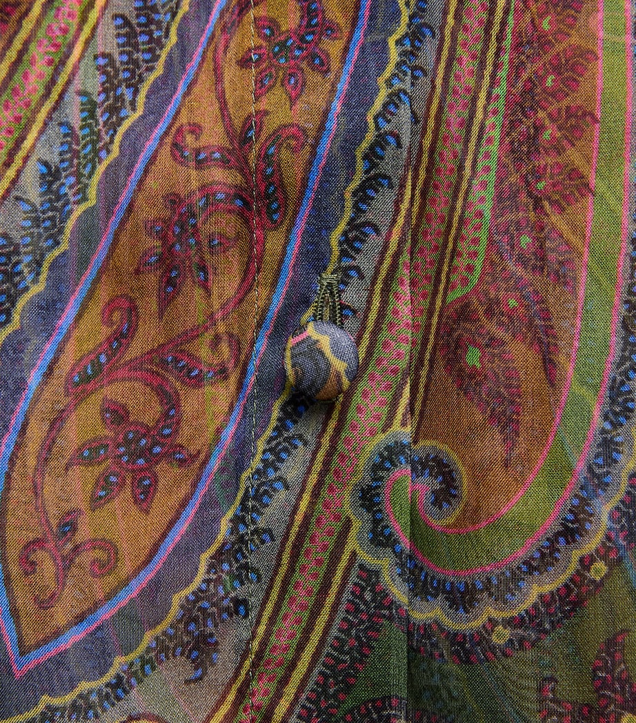 Etro Womens Silk Ruffle Paisley Blouse Green Image 6