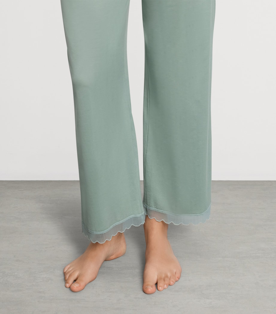 Hanro Womens Cotton Long Inaya Pyjama Set Dark Seafoam Image 6