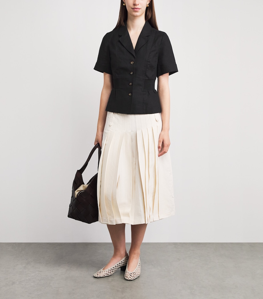ME+EM Womens Linen-Blend Soft Sculpt Top Black Image 2