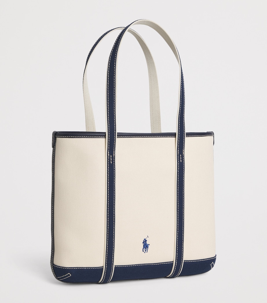 Polo Ralph Lauren Small Canvas Polo Bear Tote Bag Ecru/newport Navy Image 3