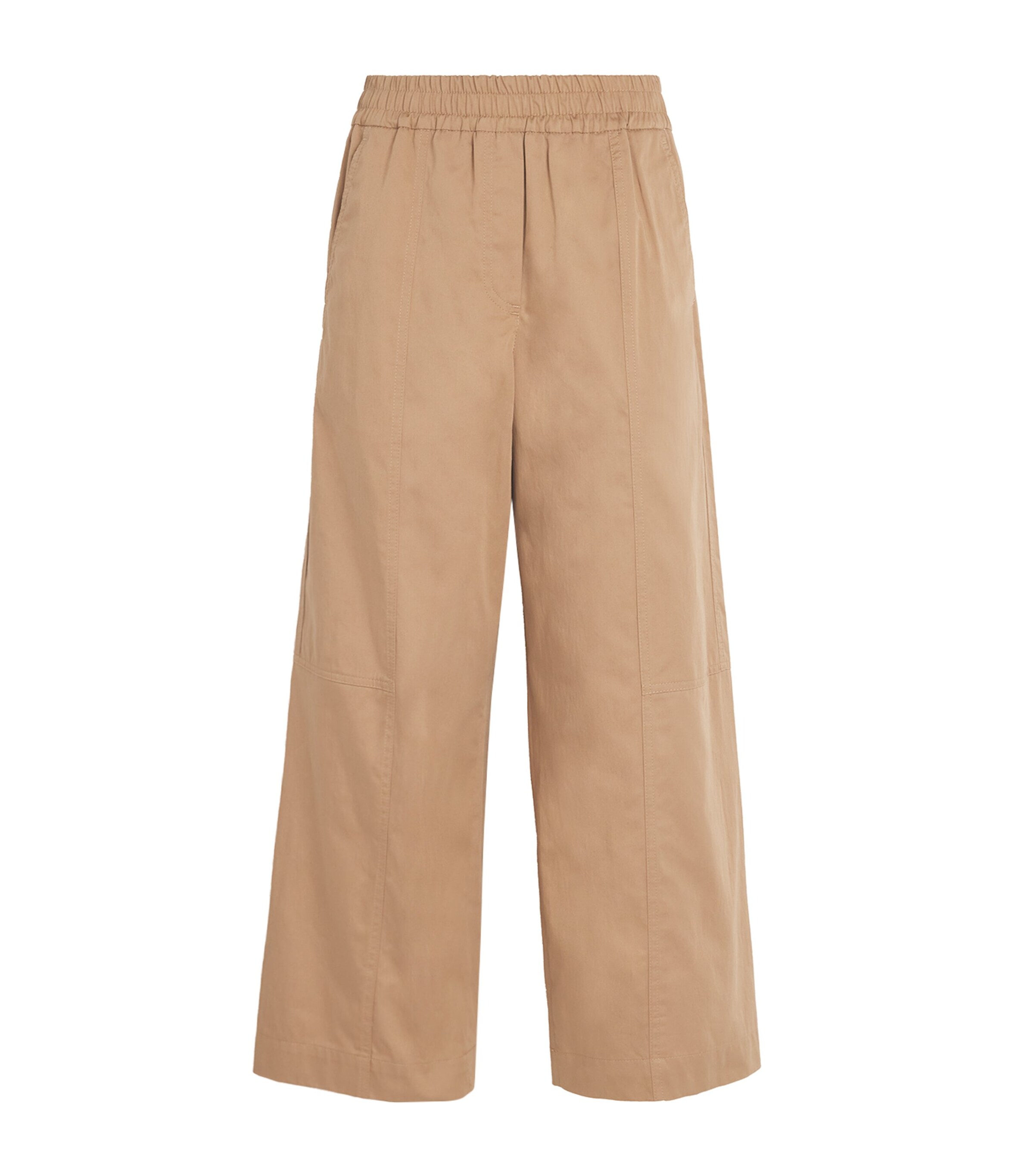 Shop Weekend Max Mara Cotton Wide-leg Trousers In Brown