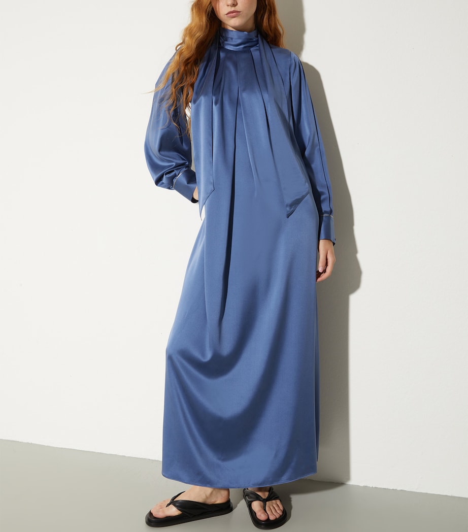 Stretch-Silk Scar-Neck Maxi Dress AVIO Image 2