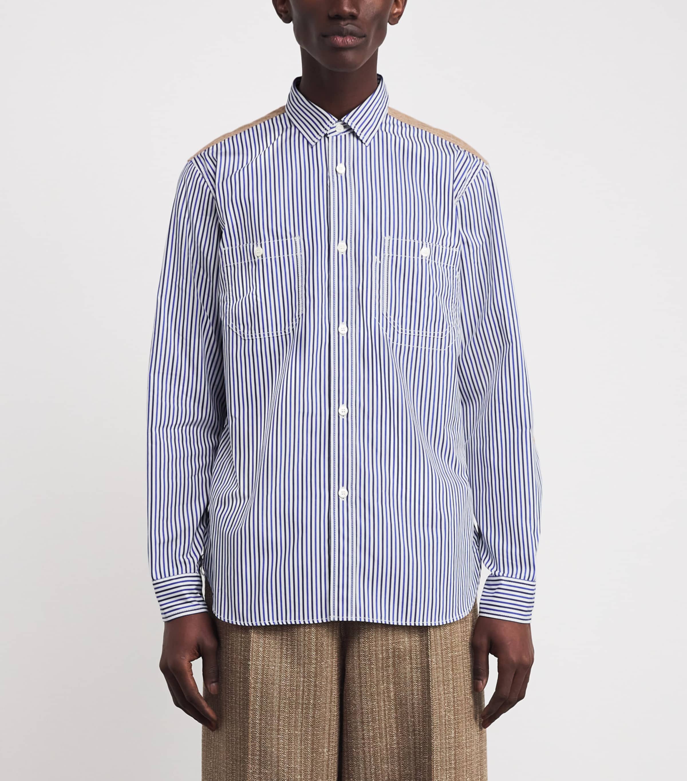 Junya Watanabe MAN Beige Cotton Stripe-Check Shirt | Harrods US