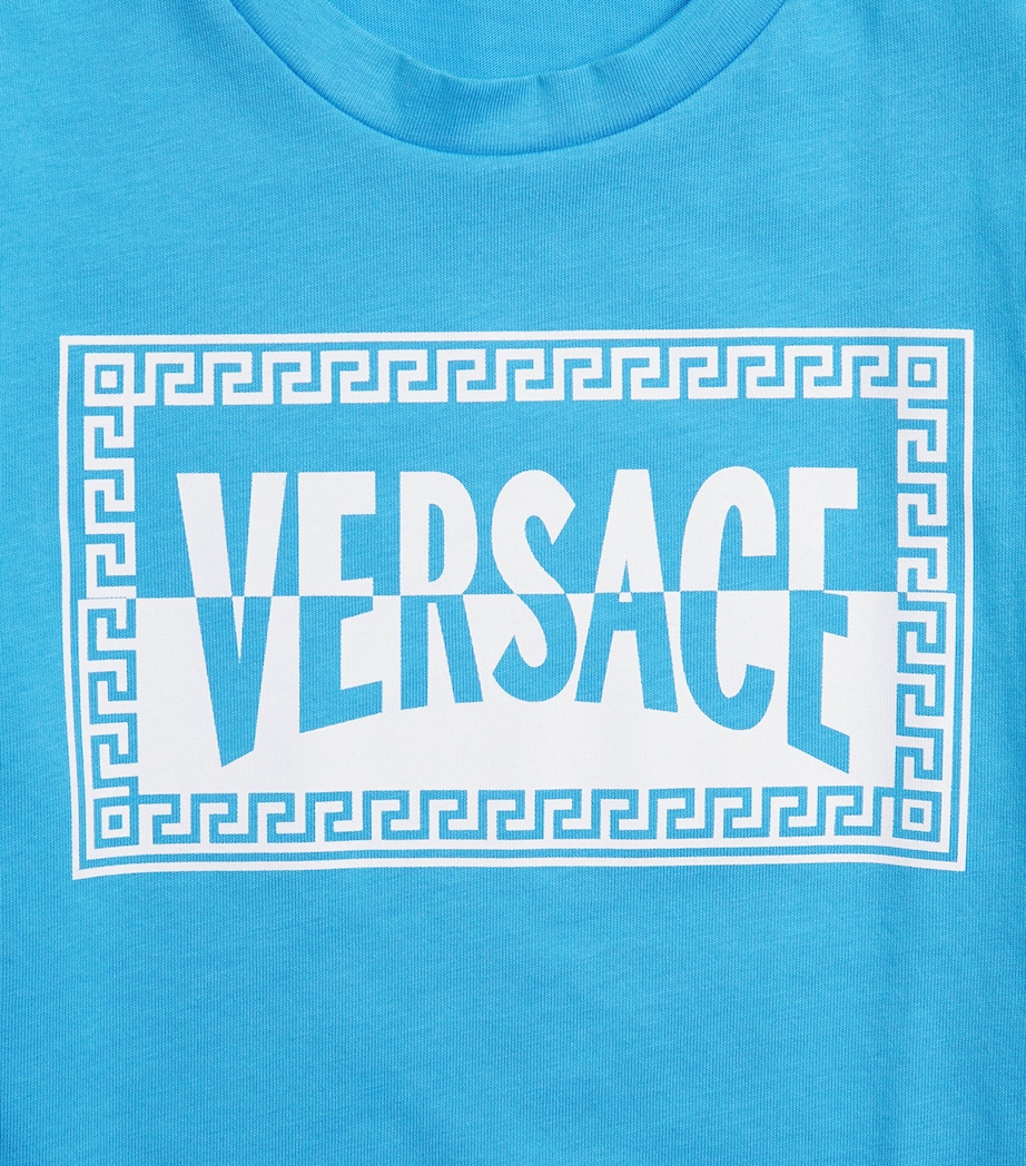 Versace Kids Cotton Logo T-Shirt (6-14 Years) Bfly+bianco Image 3
