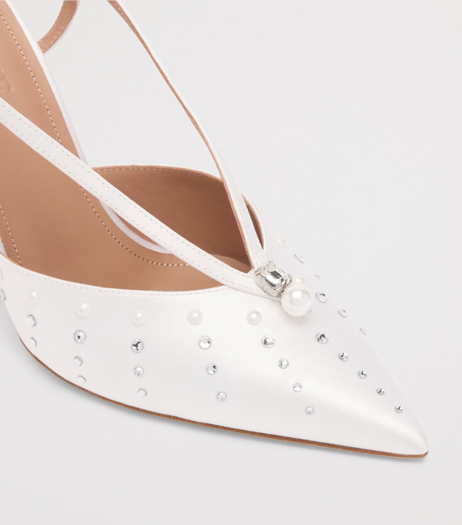 Satin Moore Slingback Heels 90 WHITE Image 5