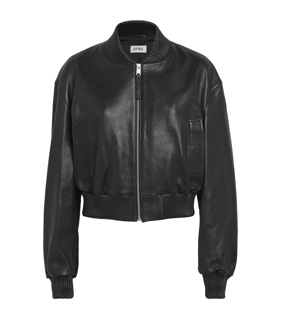 Arma Womens Hannah Leather Bomber Jacket Black Image 1