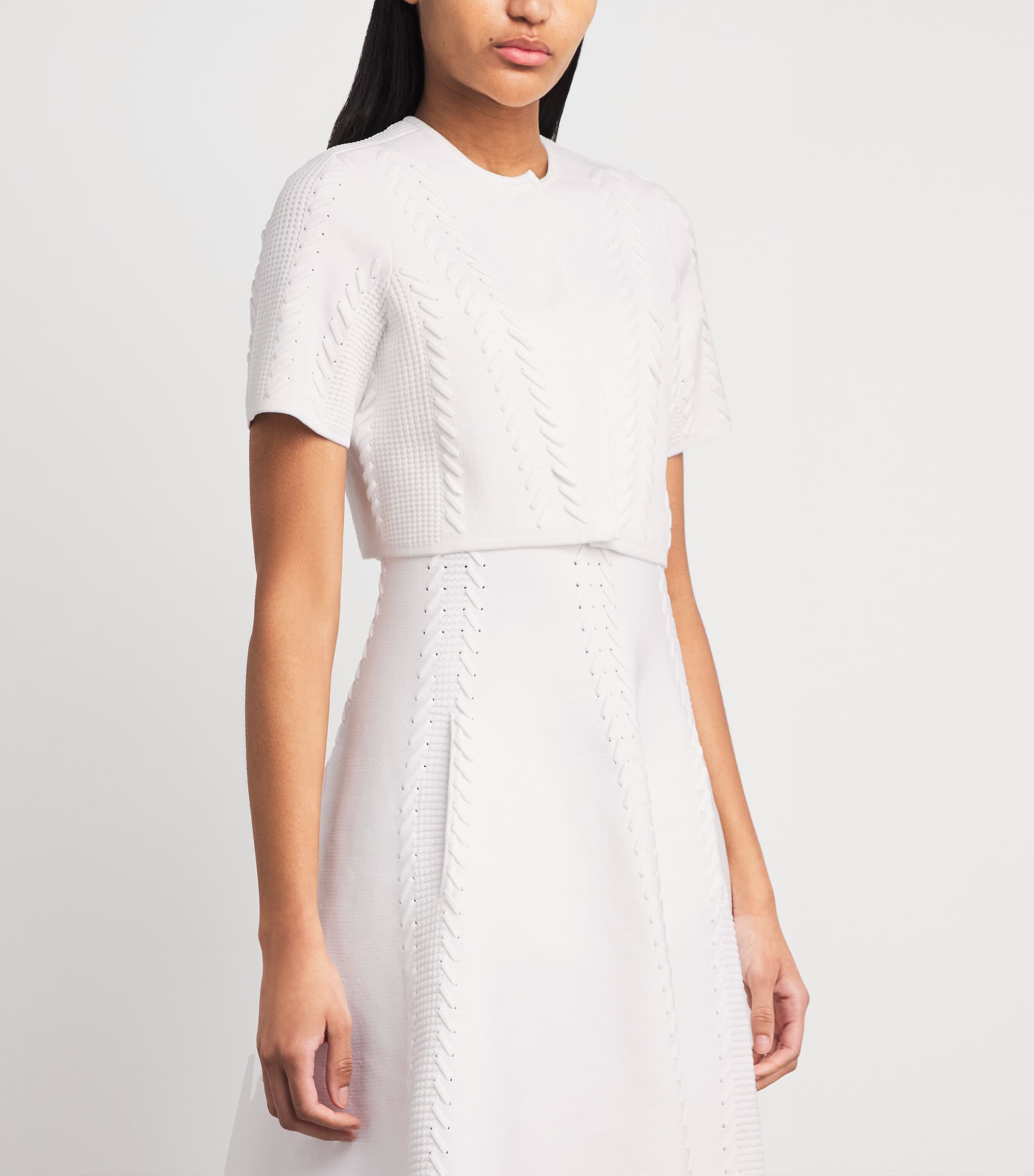 Maje Womens Pointelle Knit Lace Cropped Cardigan White Image 4