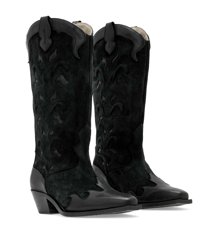 AllSaints Suede Dolly Cowboy Boots 47 Black Image 1