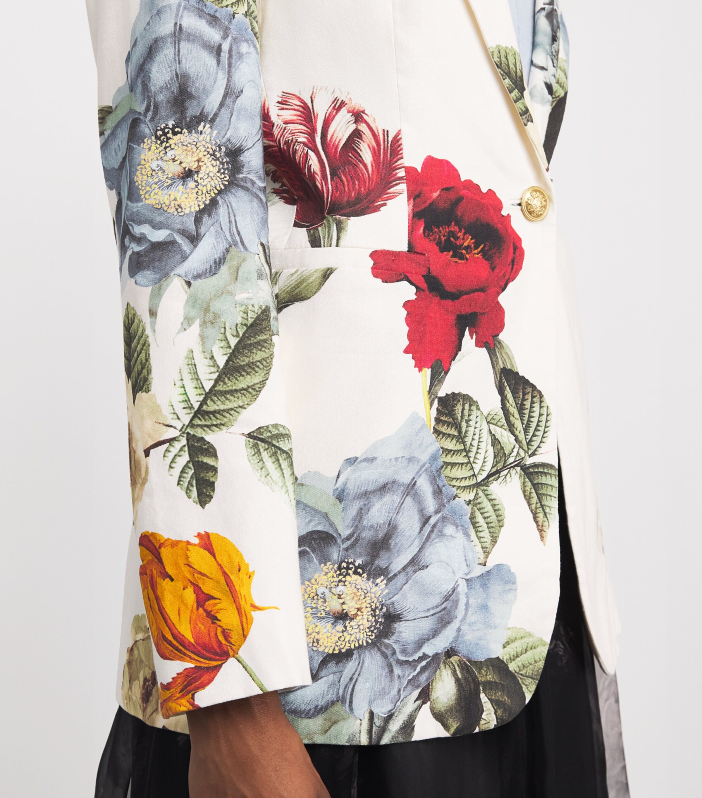 Alice+Olivia Womens Linen-Blend Floral Breann Blazer Provnce Flrl Lg Image 6