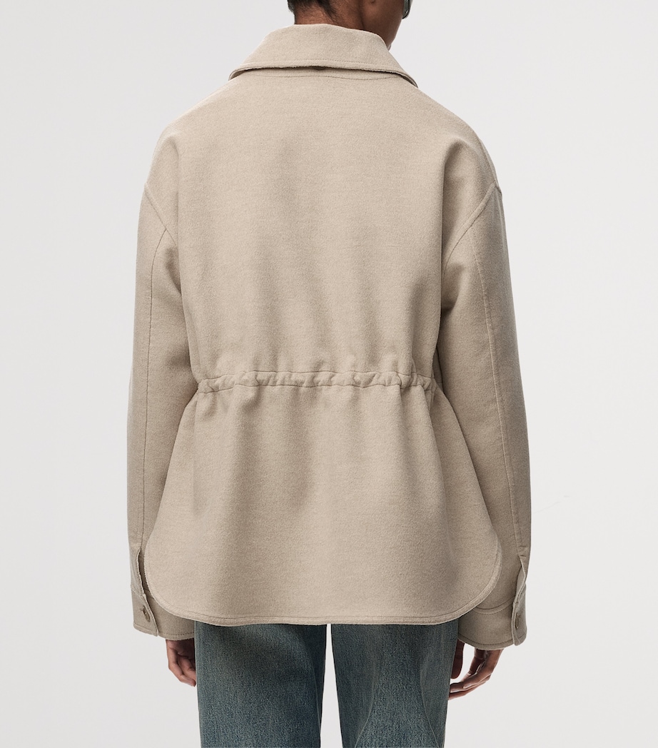 LOEWE Womens Wool-Cashmere Workwear Jacket Beige/white Image 4