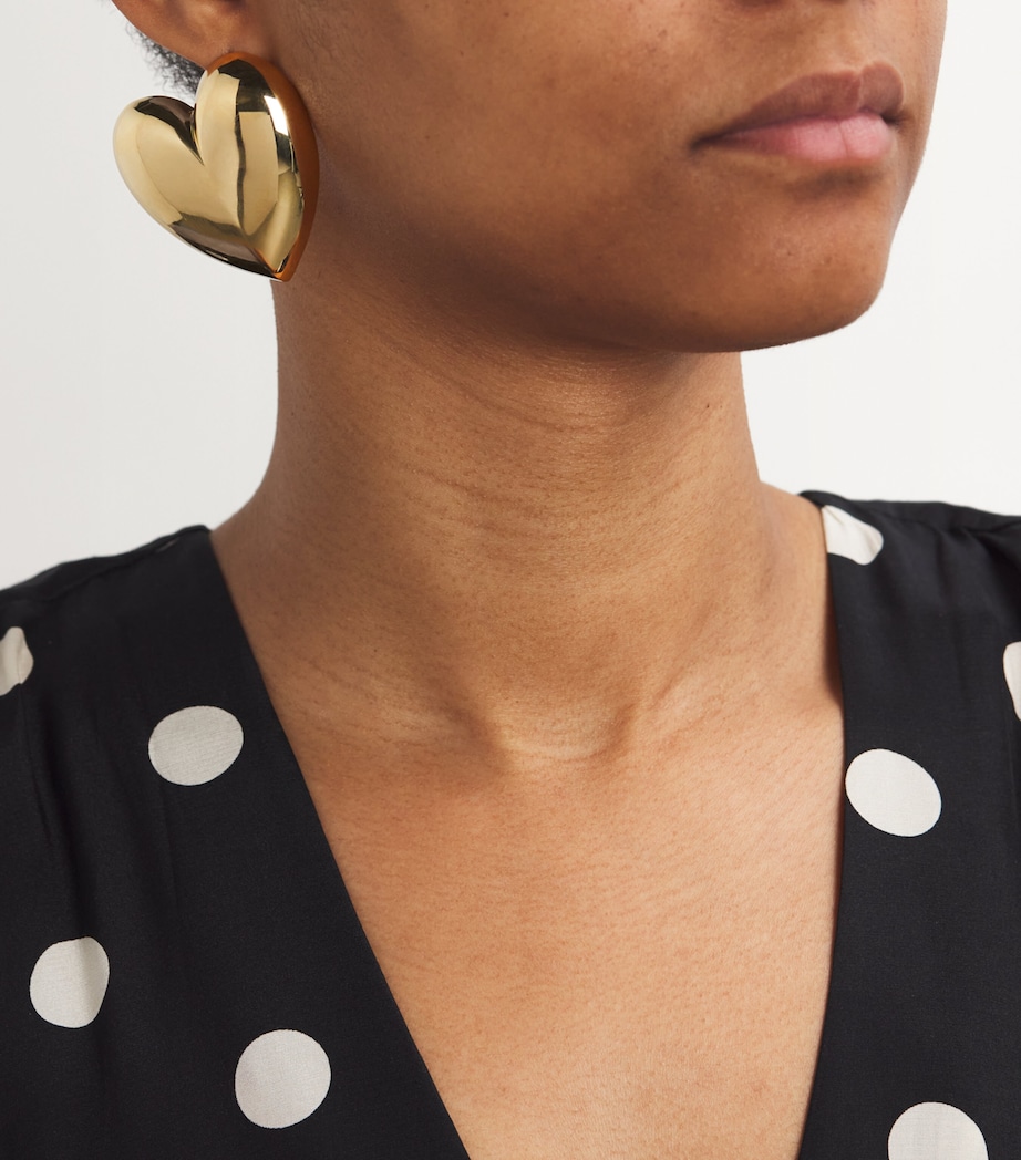 Yellow Gold-Plated Puffy Heart Earrings YELLOW GOLD Image 5