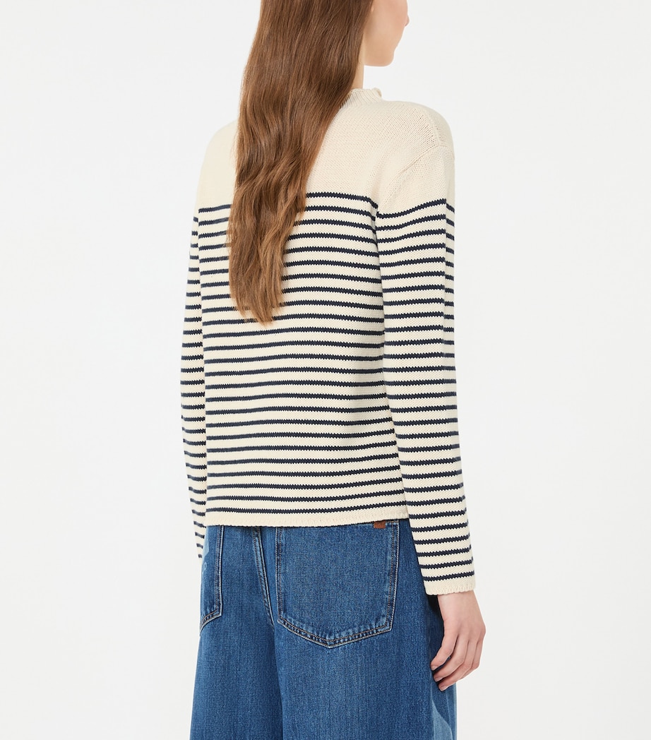 Cotton-Blend Stripe Sweater NAVY Image 3