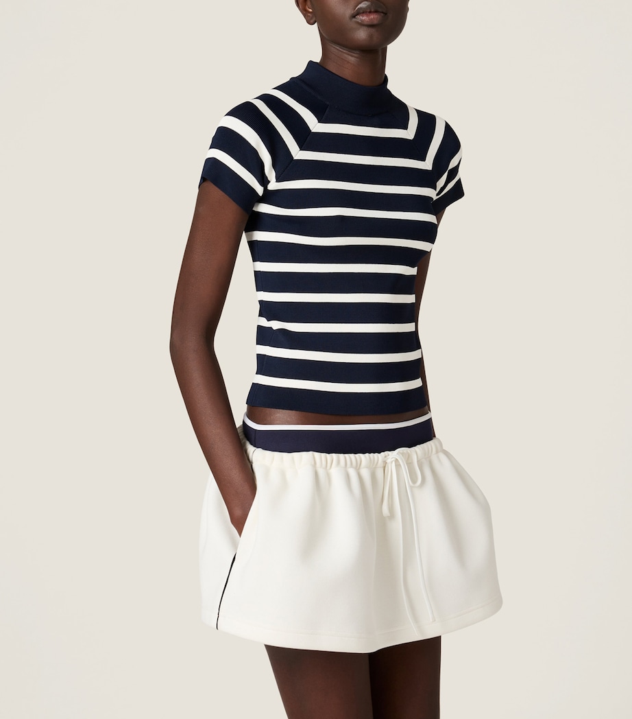 Stripe Short-Sleeve Sweater F0761 Image 4