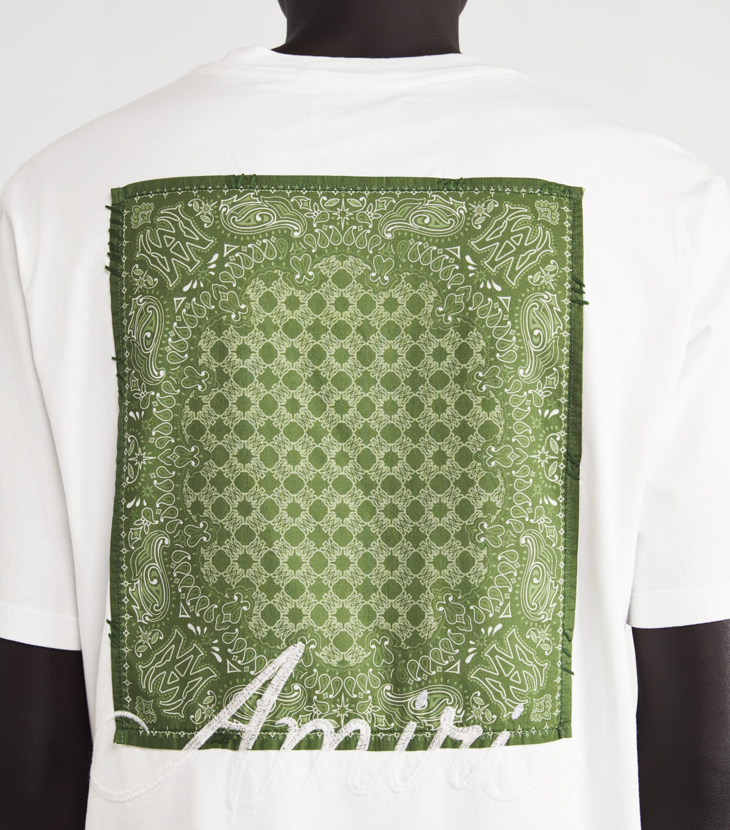 AMIRI Mens Bandana Logo T-Shirt White / Green Image 6