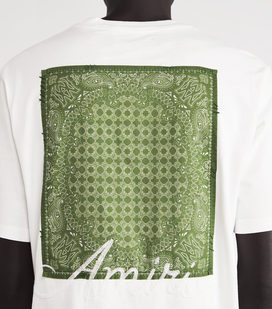 AMIRI Mens Bandana Logo T-Shirt White / Green Image 6
