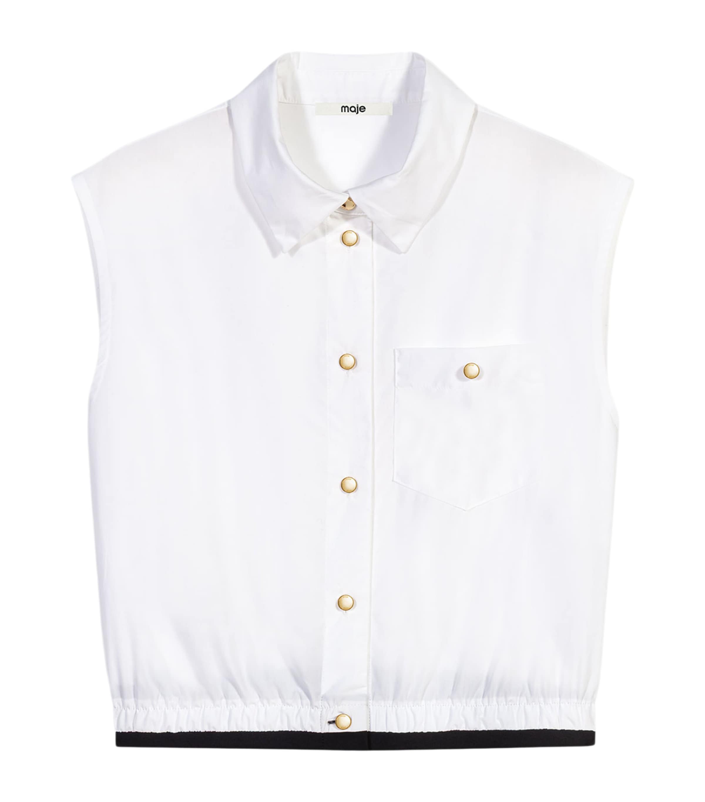 Maje Womens Cotton Sleeveless Shirt White Image 1