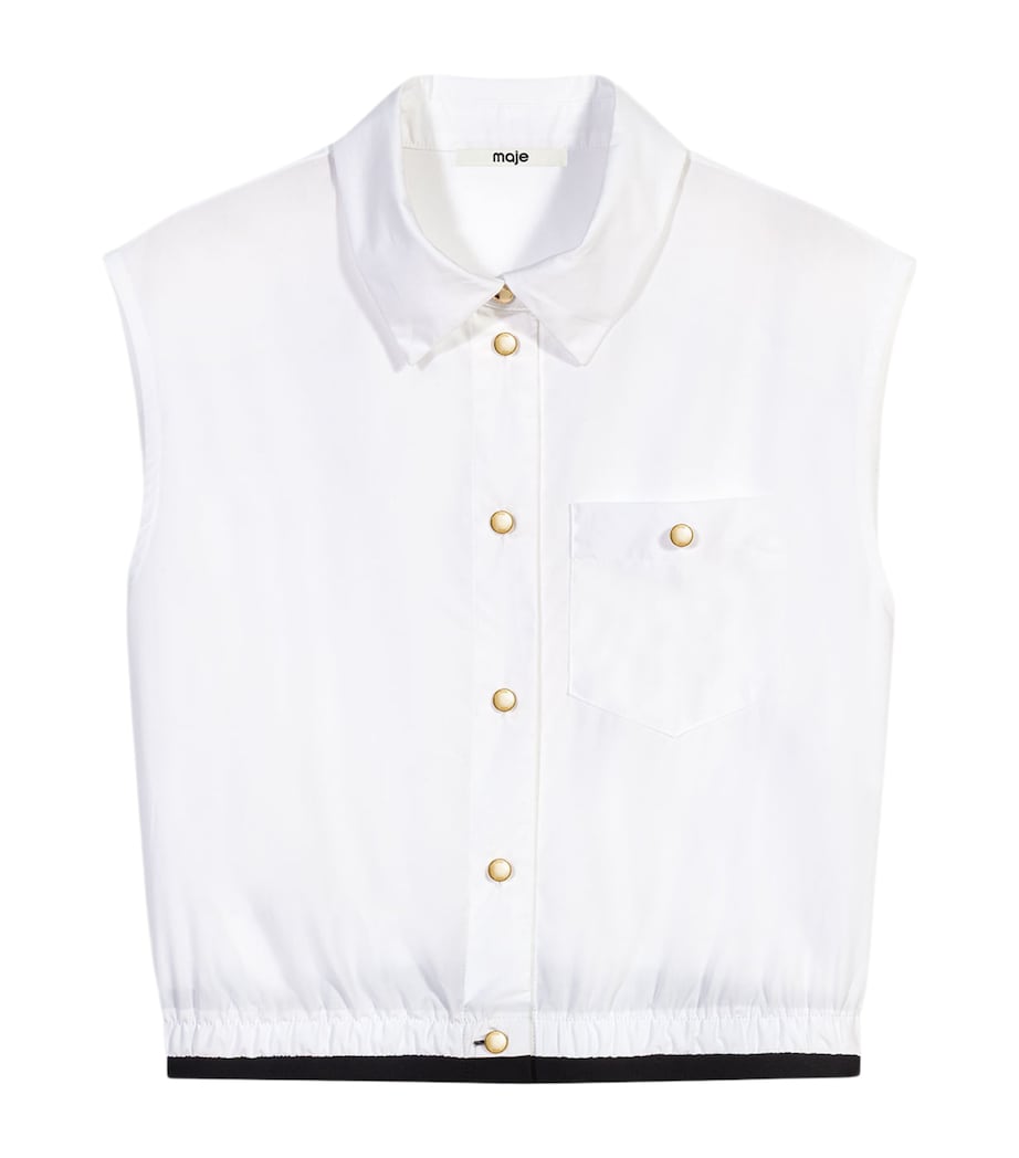 Maje Womens Cotton Sleeveless Shirt White Image 1