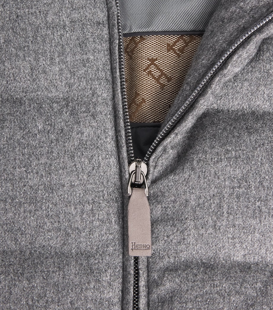 Herno Mens Silk-Cashmere Down Quilted Gilet Grigio Image 6