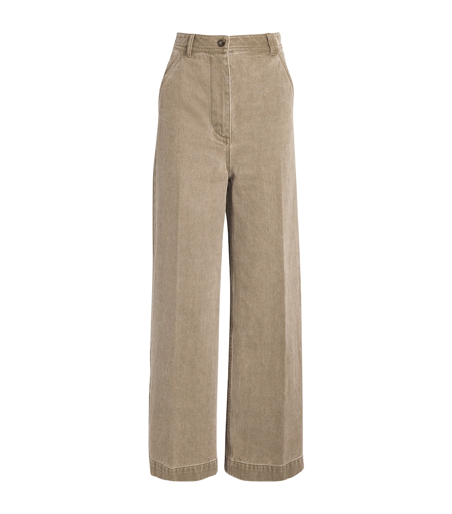 Yves Salomon Womens Wide-Leg Jeans Image 1