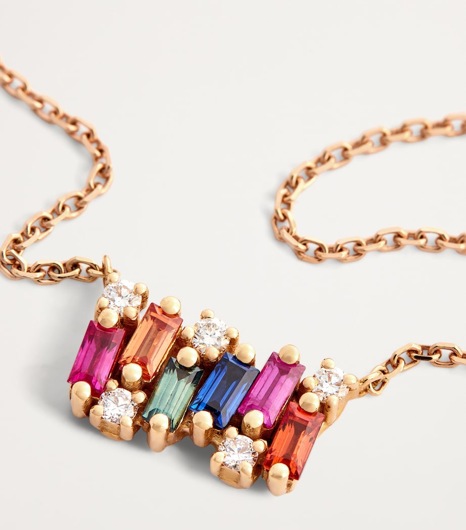Suzanne Kalan Rose Gold, Diamond and Rainbow Sapphire Shimmer Necklace Rg/rs Image 5