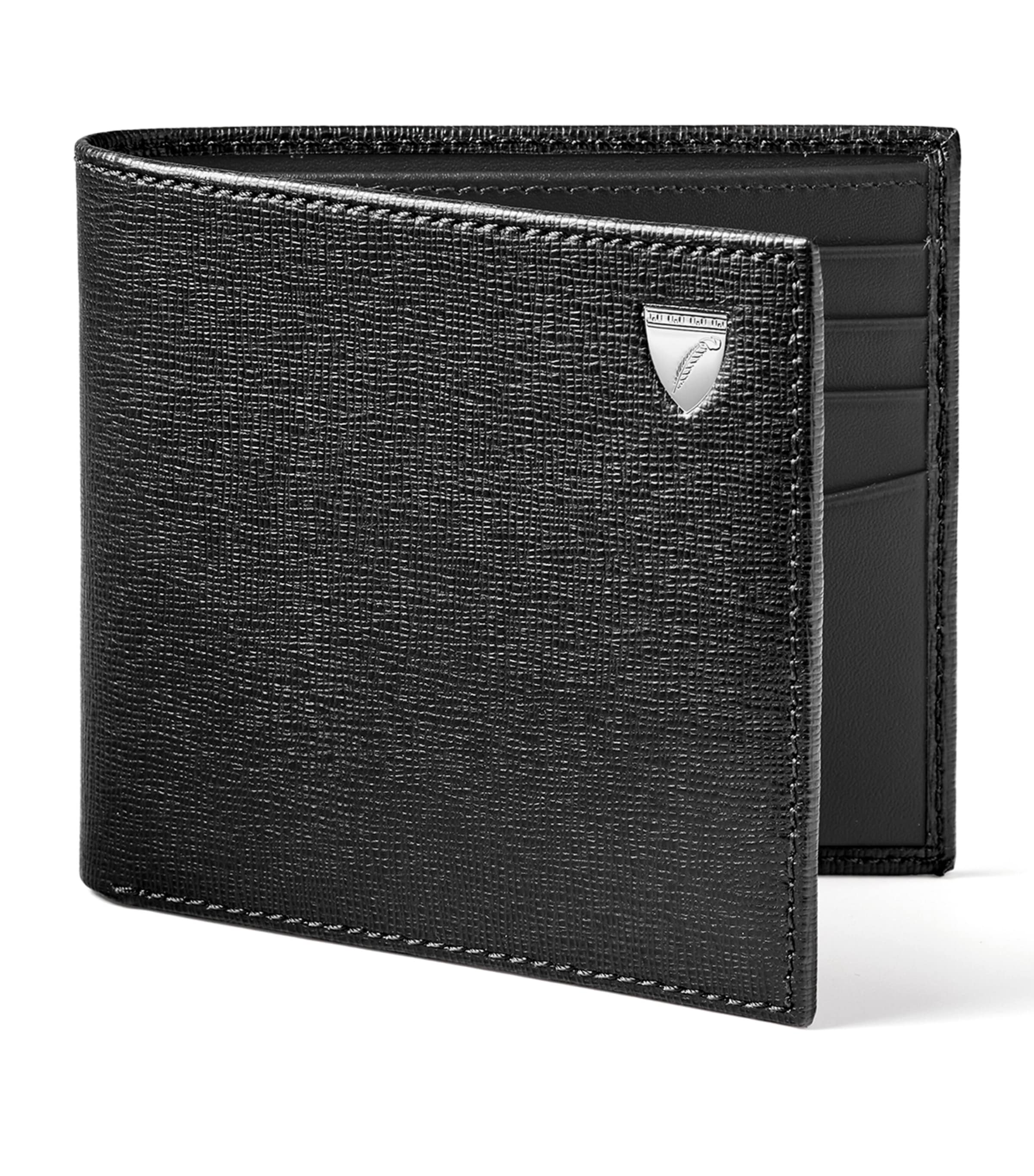 Aspinal Of London Leather Bifold Wallet In Gray