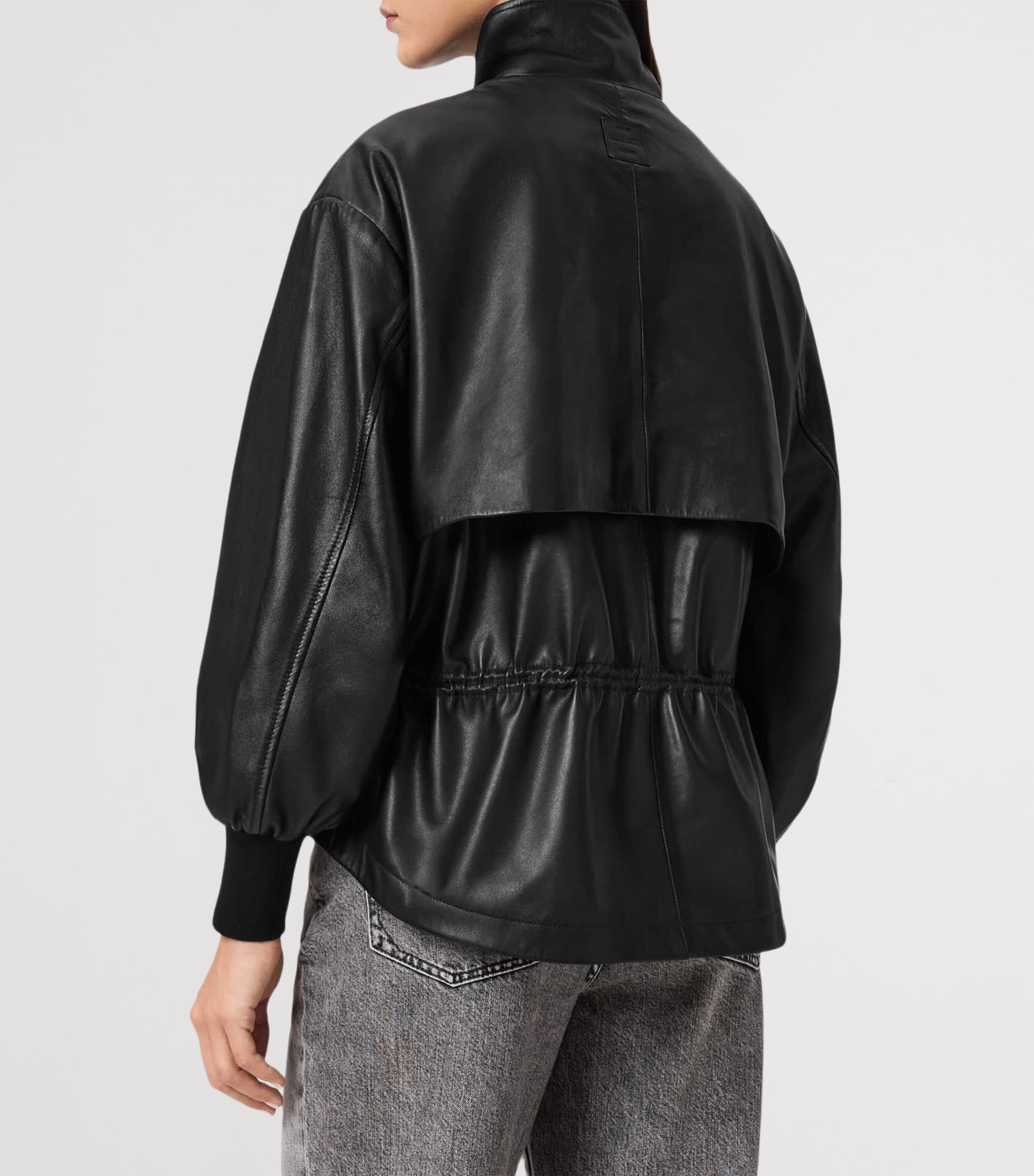 AllSaints Womens Leather Flor Jacket Black Image 5