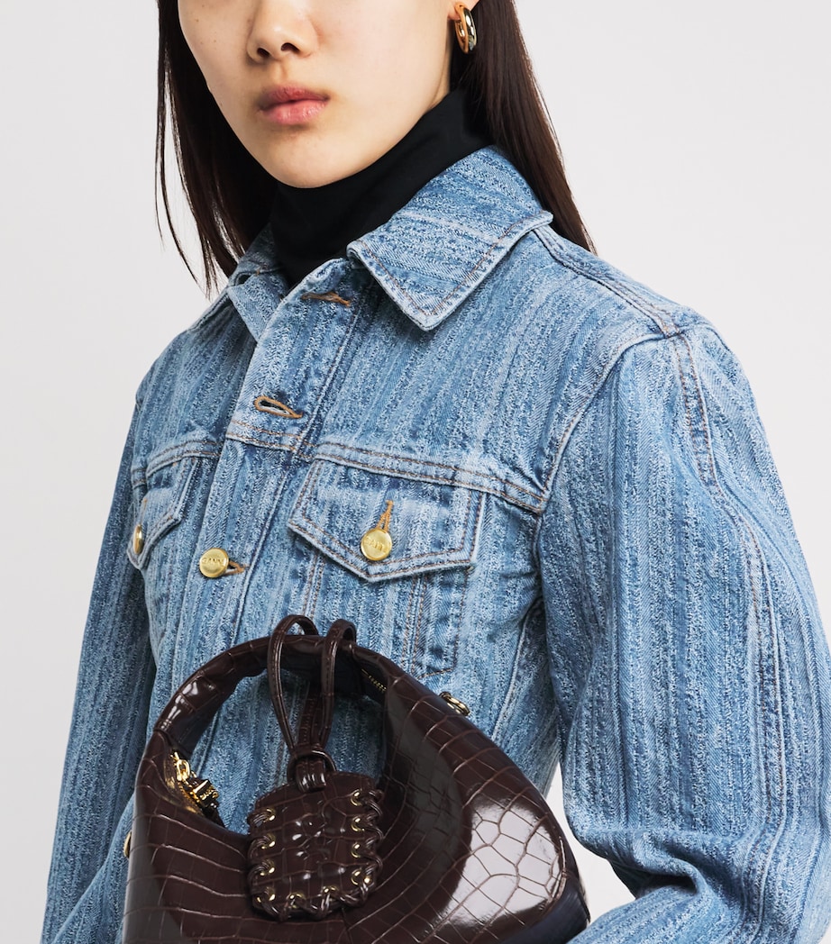 Pleated Stripe Denim Jacket 566 MID BLUE STONE Image 6