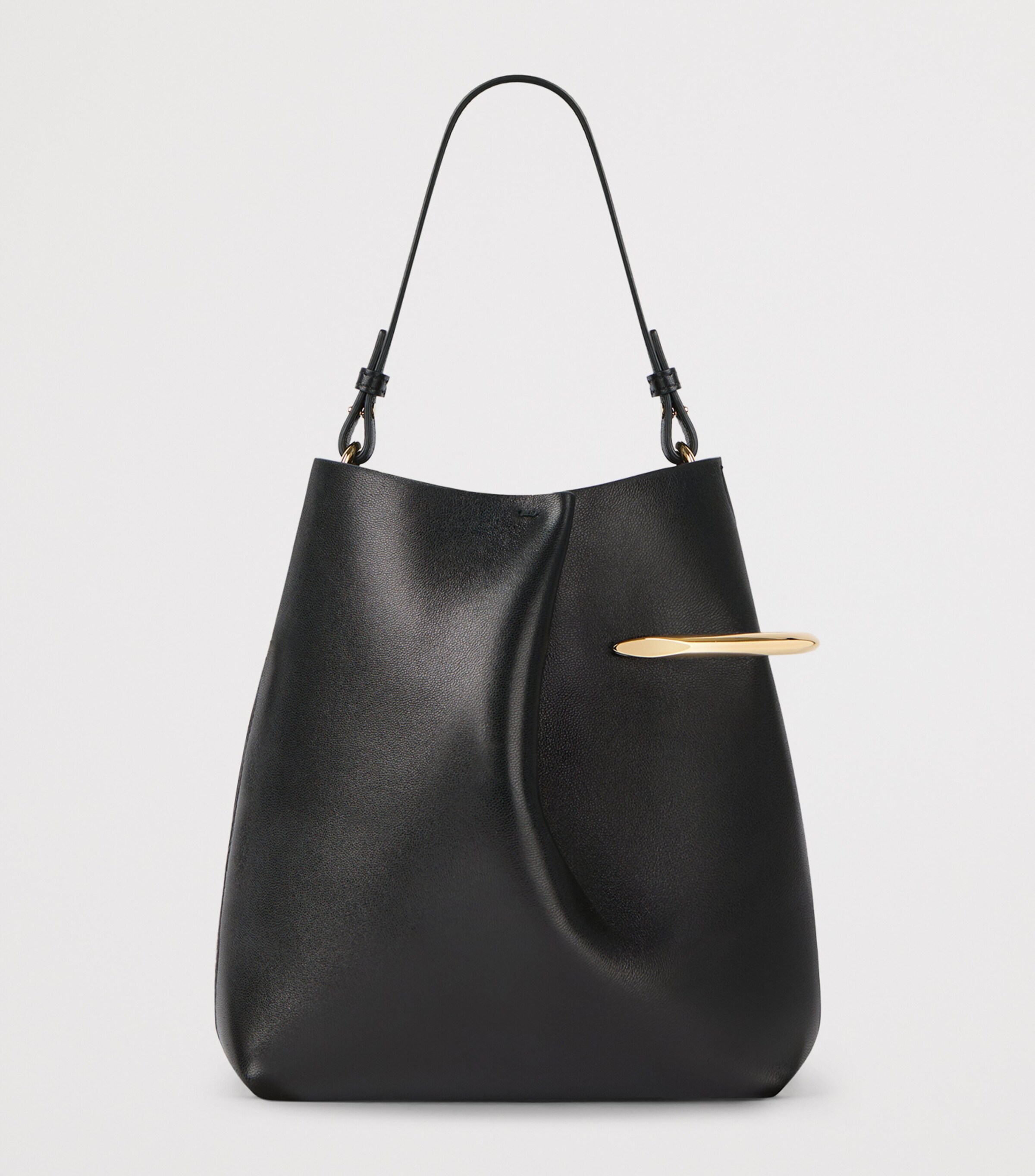 Leather Pinch Me Pouch Bag BLACK Image 4