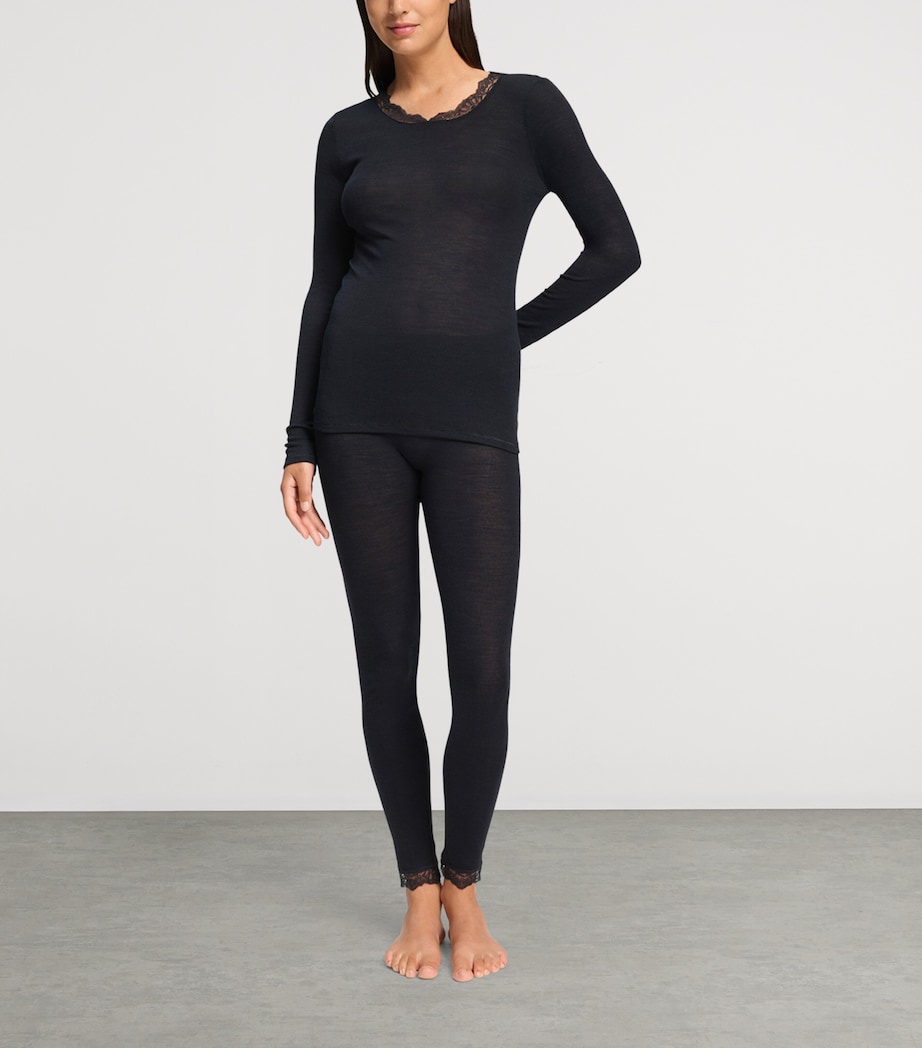 Hanro Womens Wool-Silk Long-Sleeve T-Shirt Black Image 2