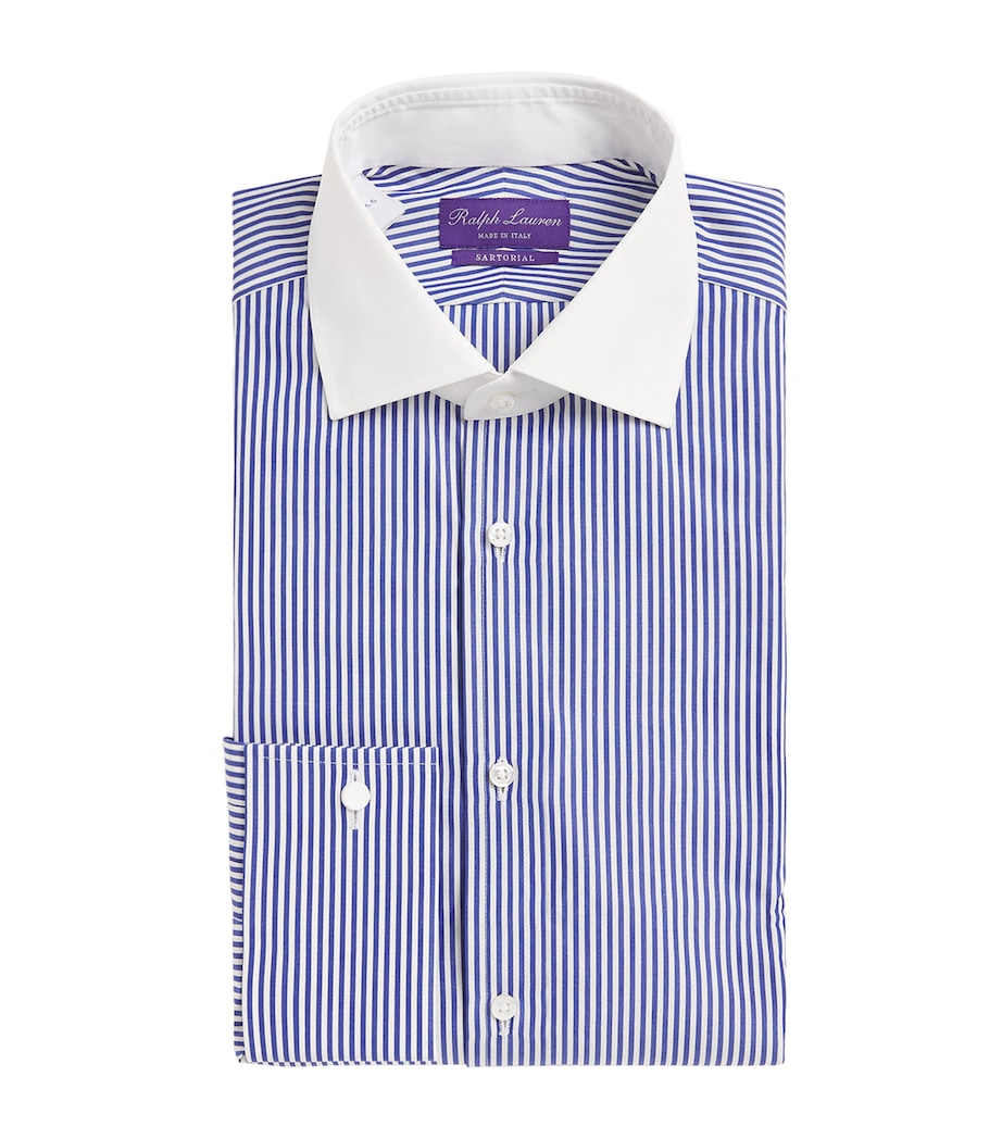 Cotton Bengal-Stripe Dress Shirt BLUE AND WHITE Image 1