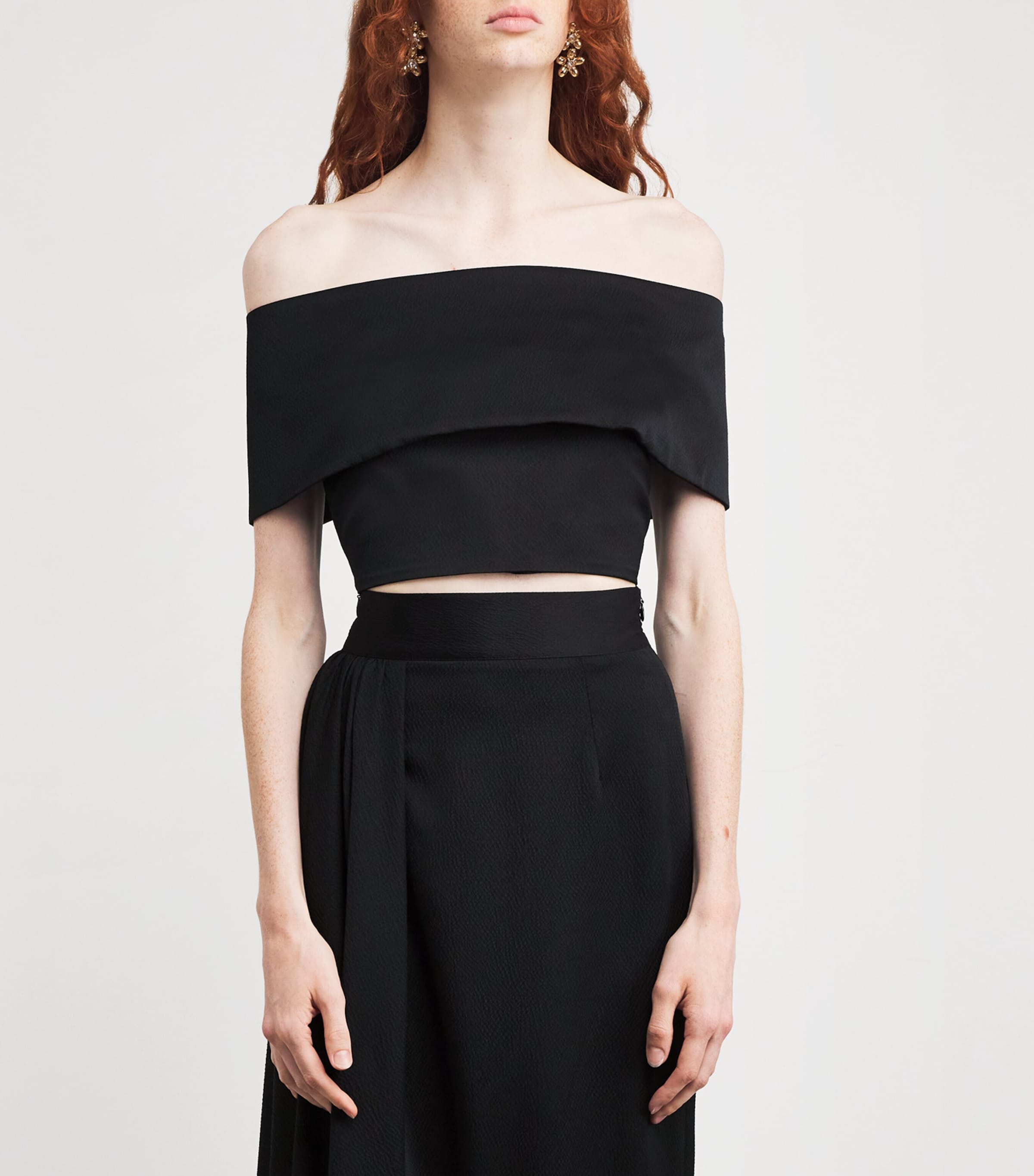 Textured Off-The-Shoulder Philomela Top BLA Image 3