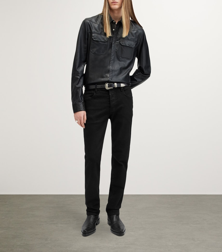 AllSaints Mens Sid Slim Jeans Jet Black Image 5