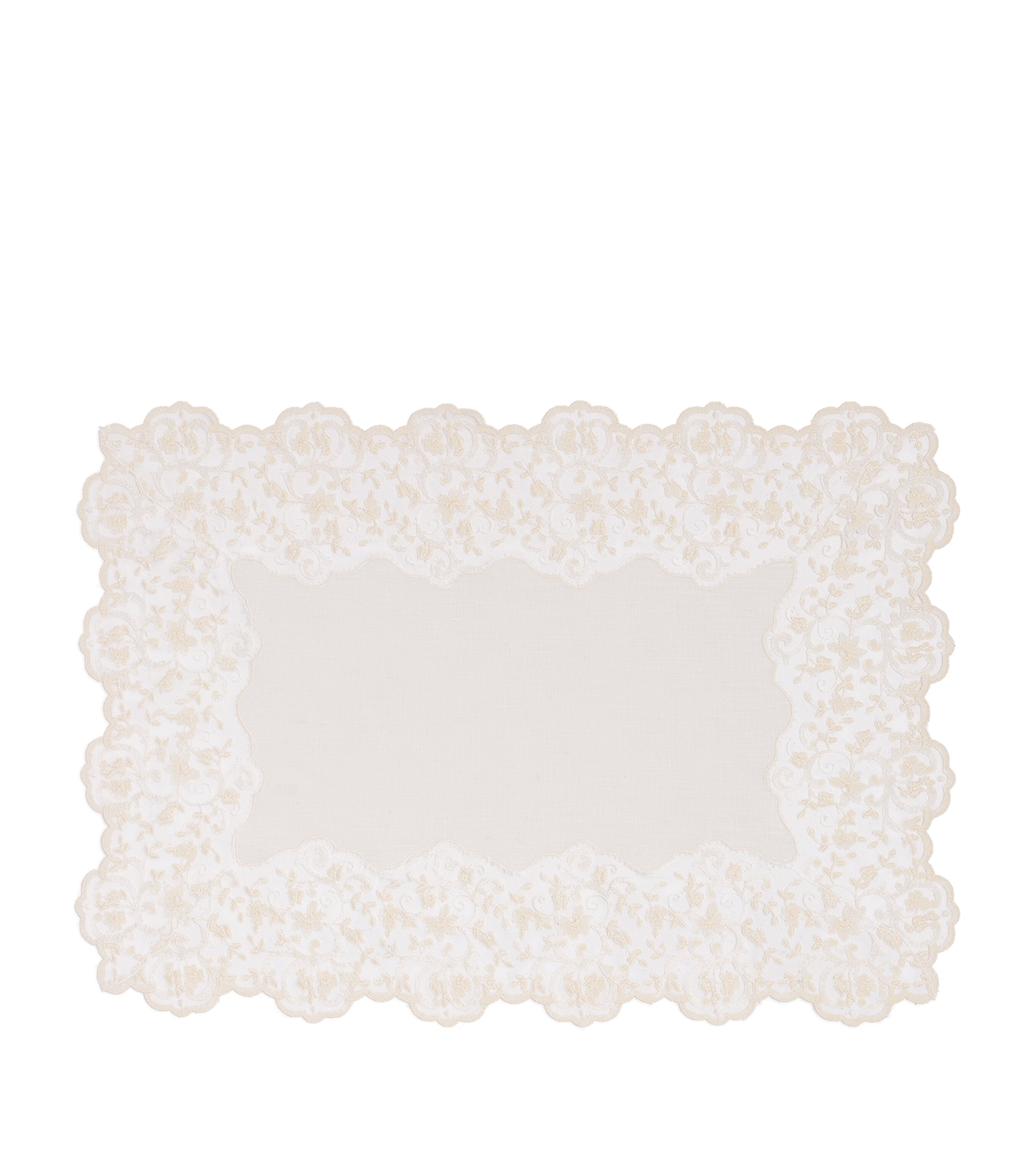 Linen Lace-Trim Elite Placemat (35cm x 50cm) IVORY/IVORY Image 1