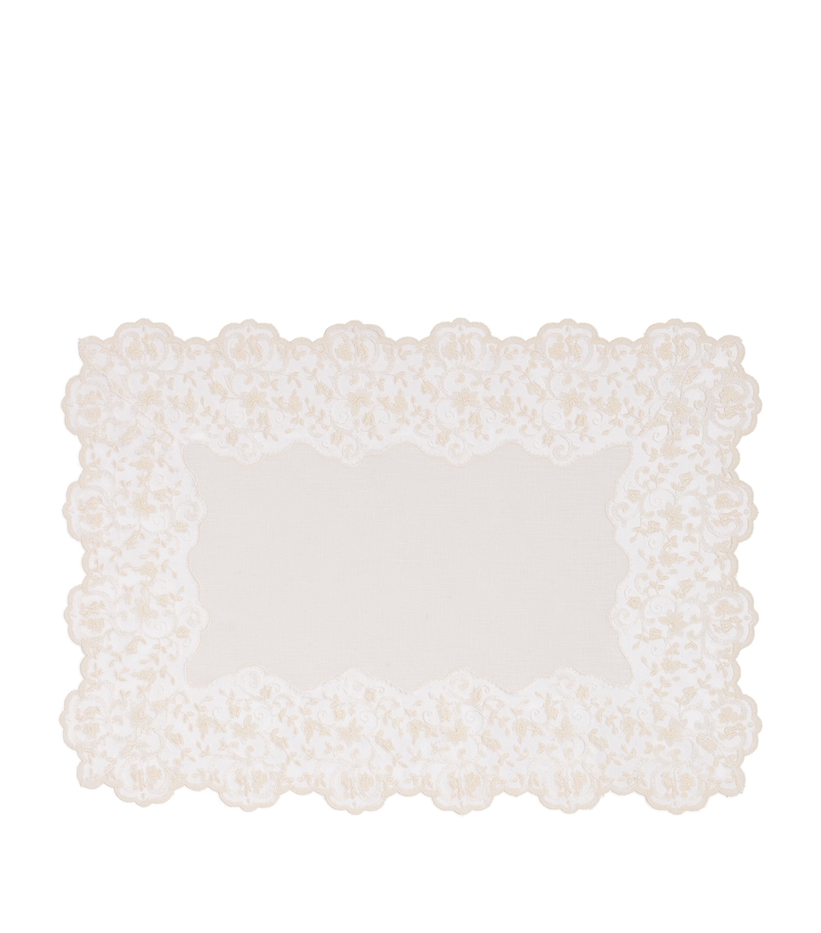 Linen Lace-Trim Elite Placemat (35cm x 50cm) IVORY/IVORY Image 1