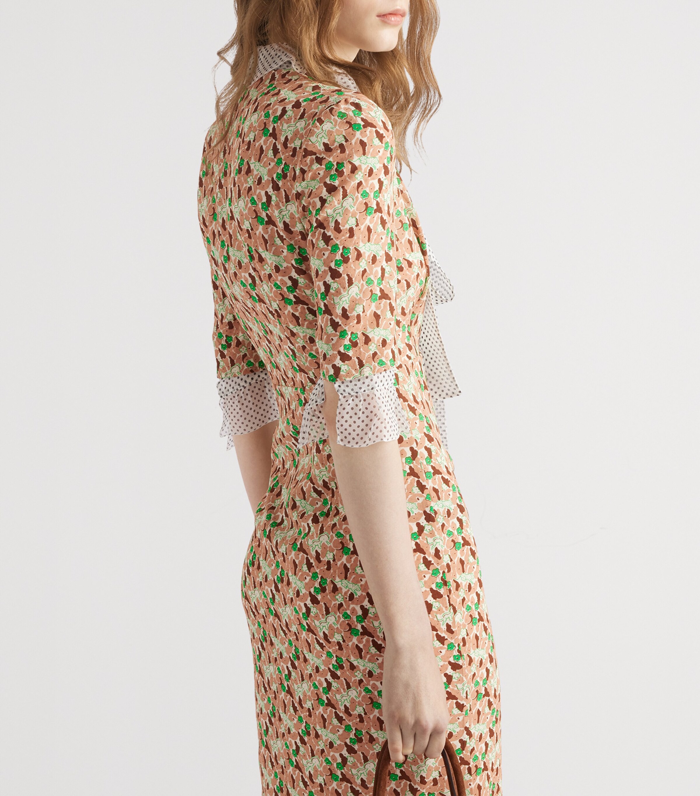 Prada Womens Silk-Blend Floral Midi Dress Image 4