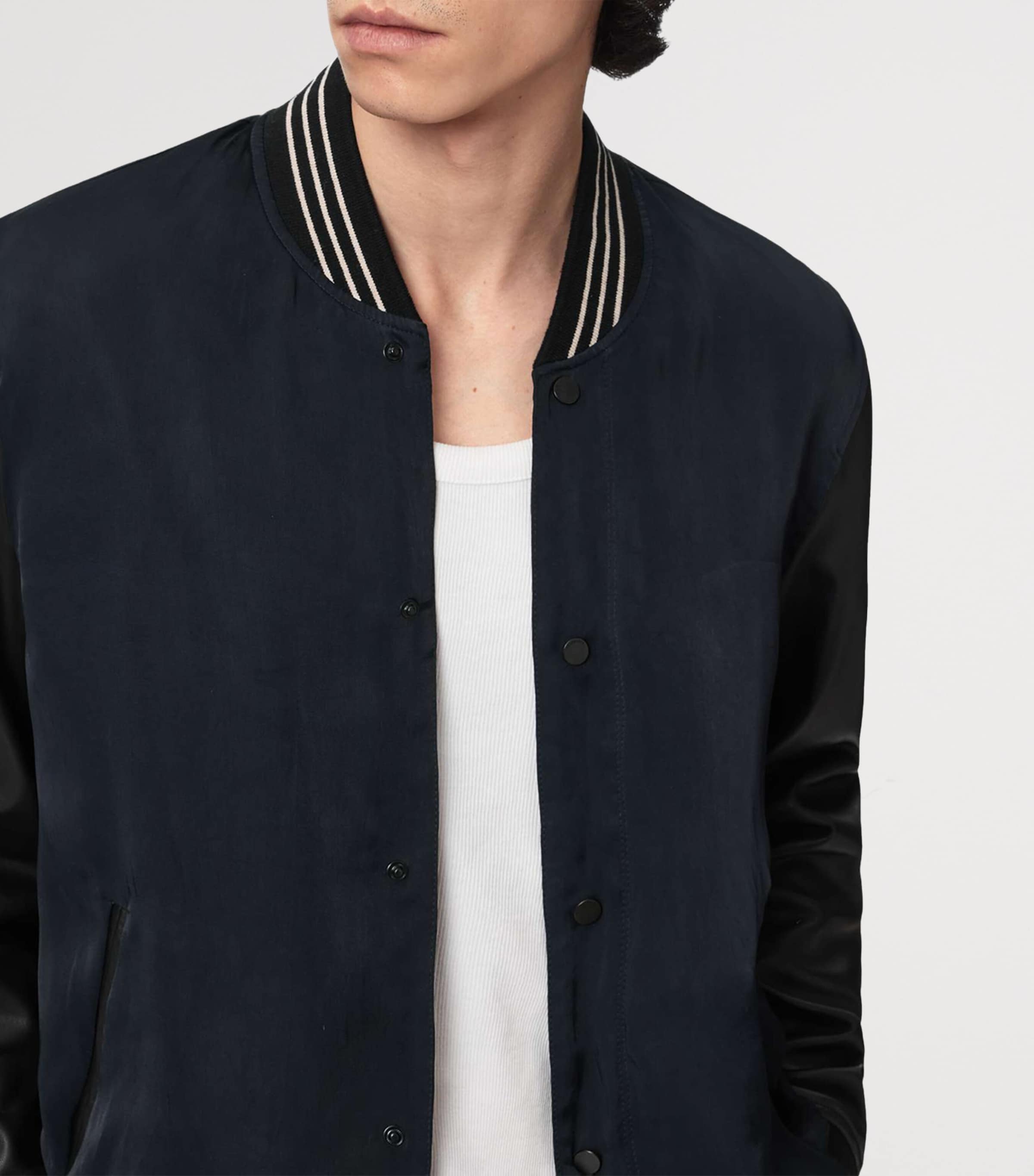 AllSaints Mens Taishi Varsity Bomber Jacket Navy/black Image 5