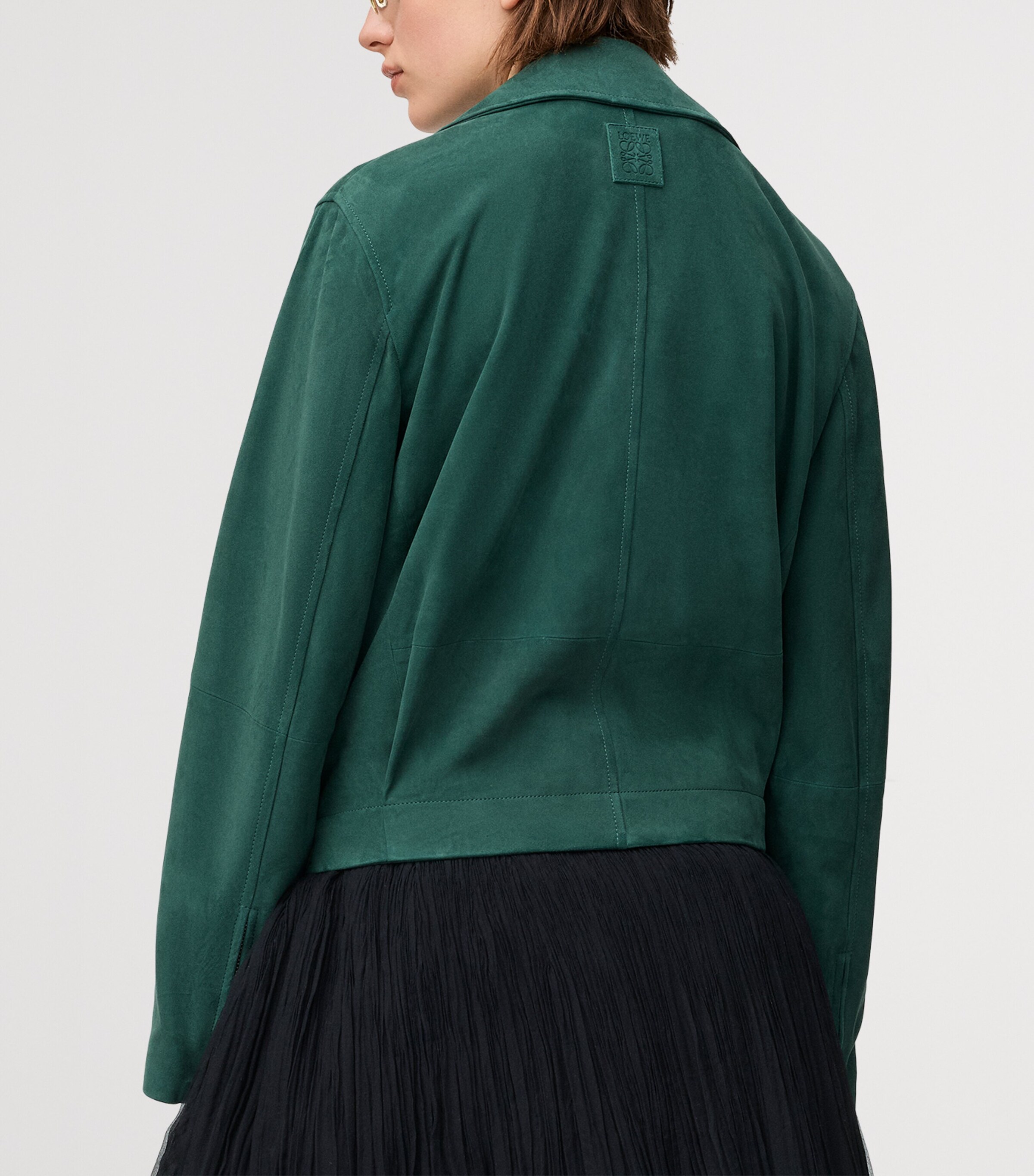 LOEWE Womens Suede Buckled Shirt Jacket Green Image 4
