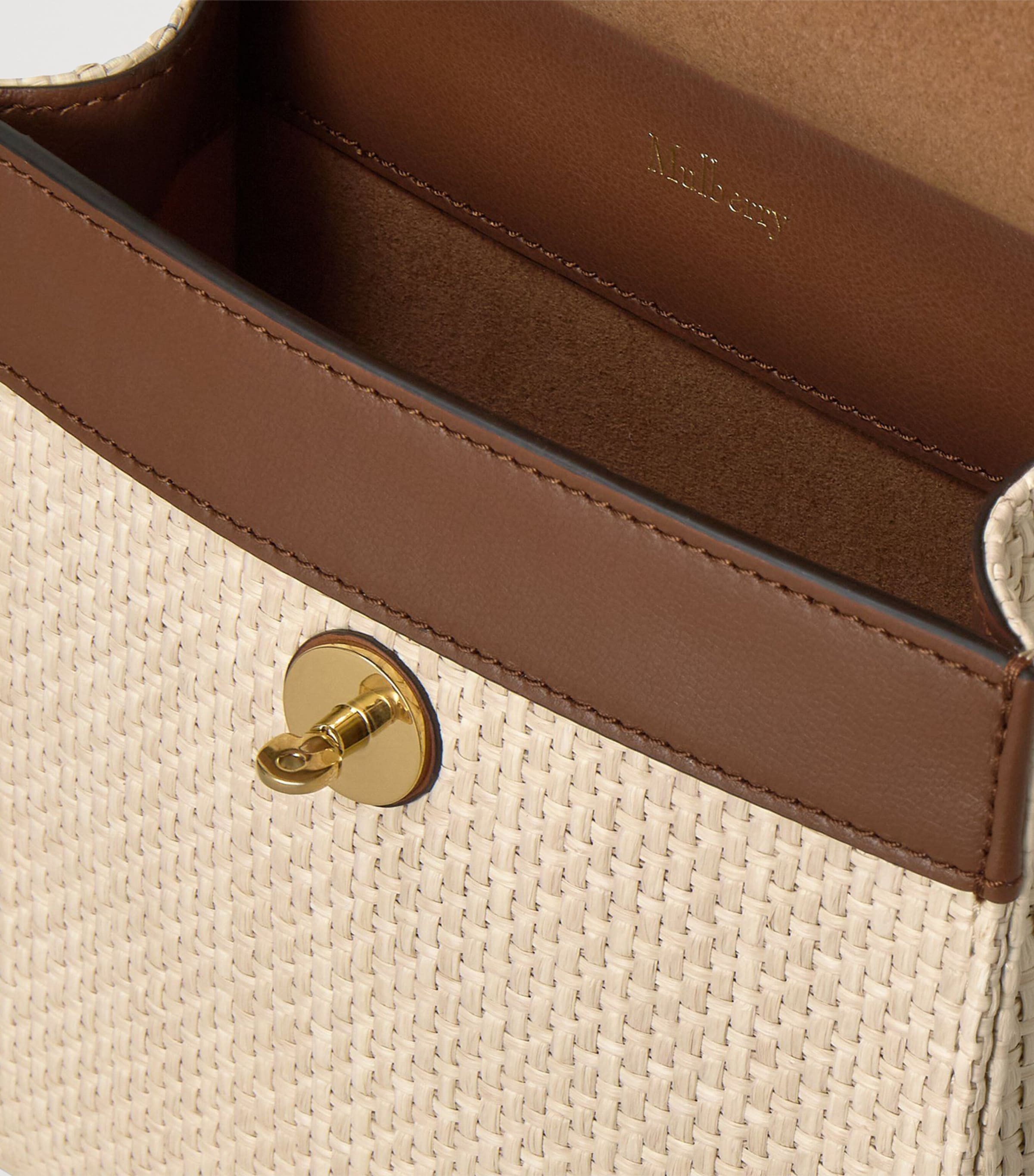 Mulberry Small Raffia Antony Messenger Bag Ecru & Bright Oak Image 3