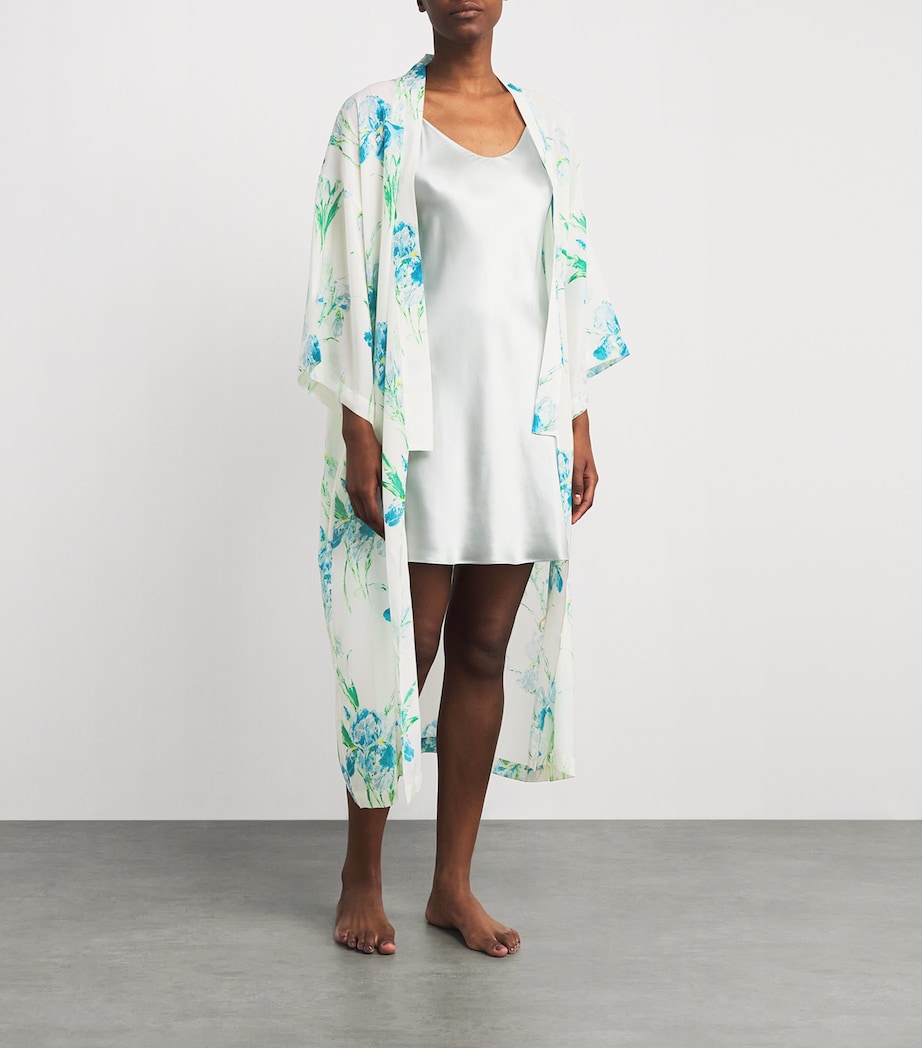 Silk Floral Amaya Samphire Robe SAMPHIRE Image 4