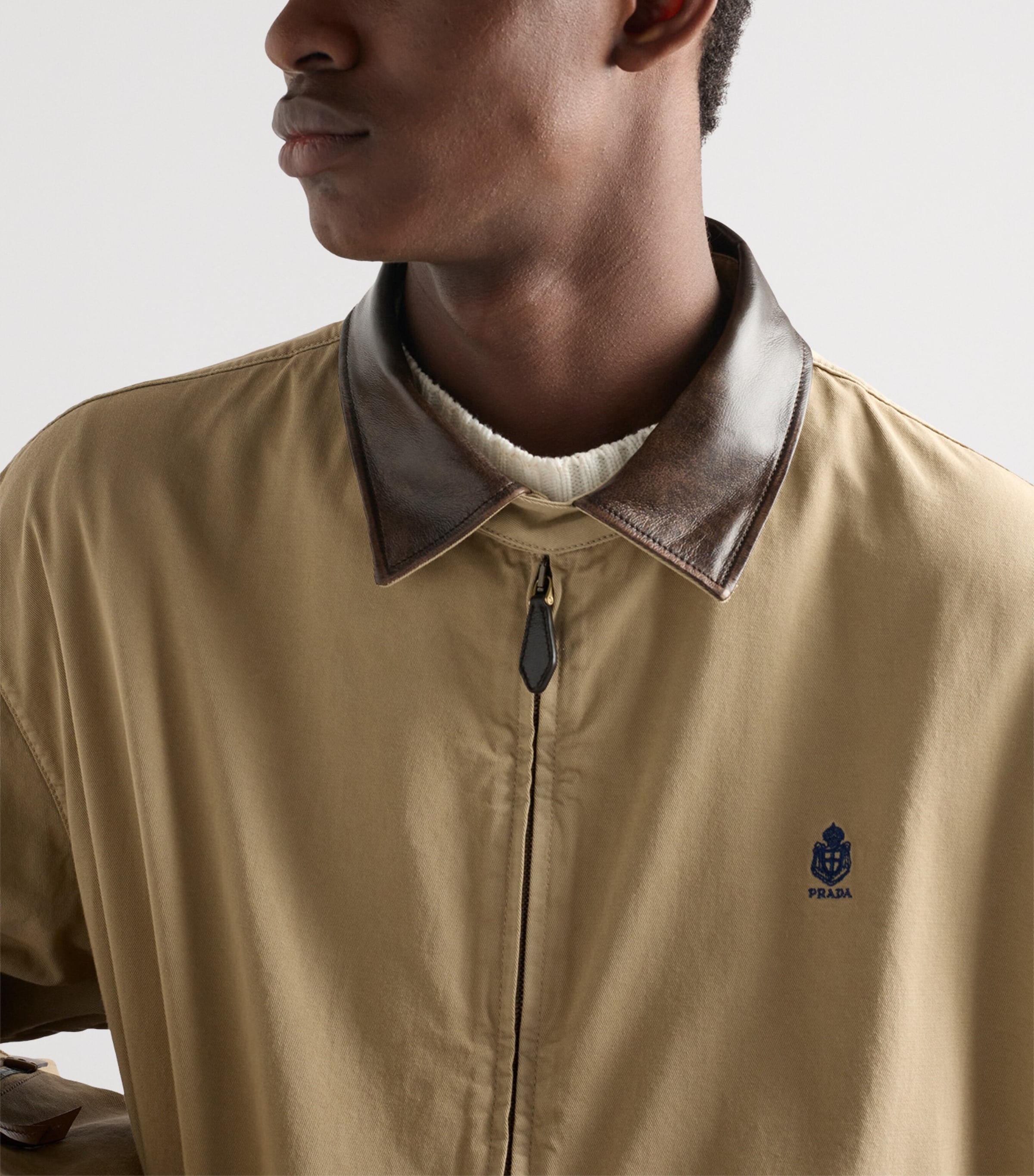 Prada Mens Cotton Bomber Jacket Neutral Image 5