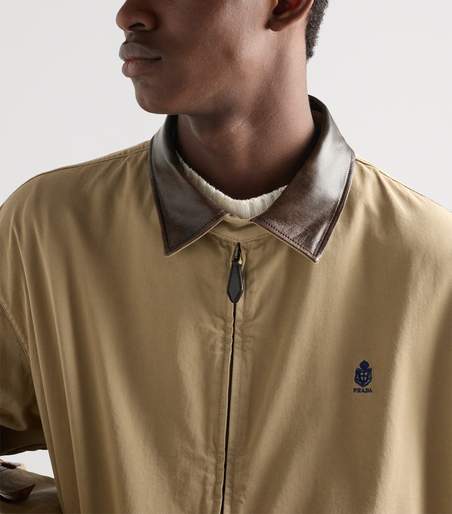 Prada Mens Cotton Bomber Jacket Neutral Image 5