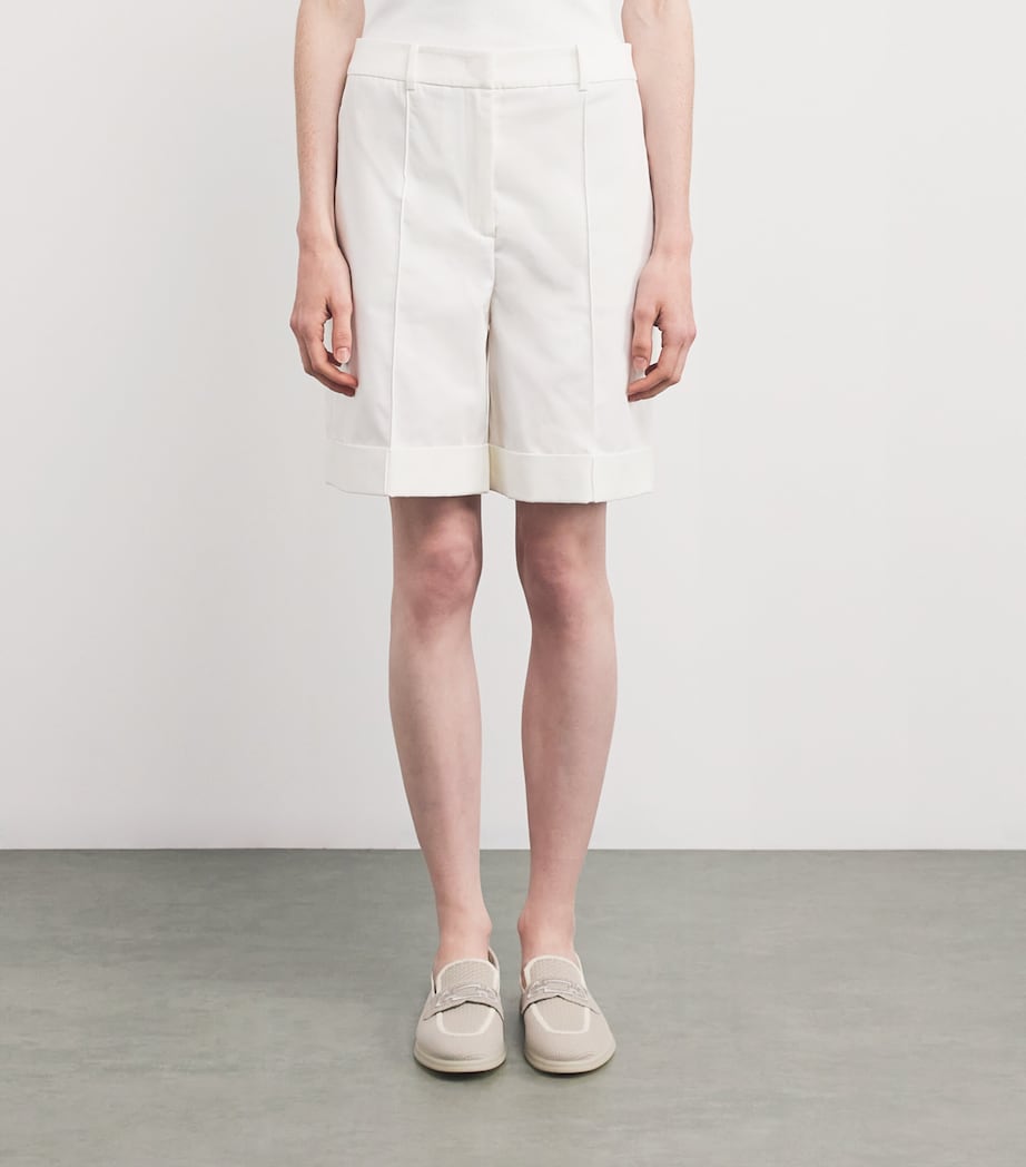 Cotton-Blend Darted Shorts BIANCO Image 3