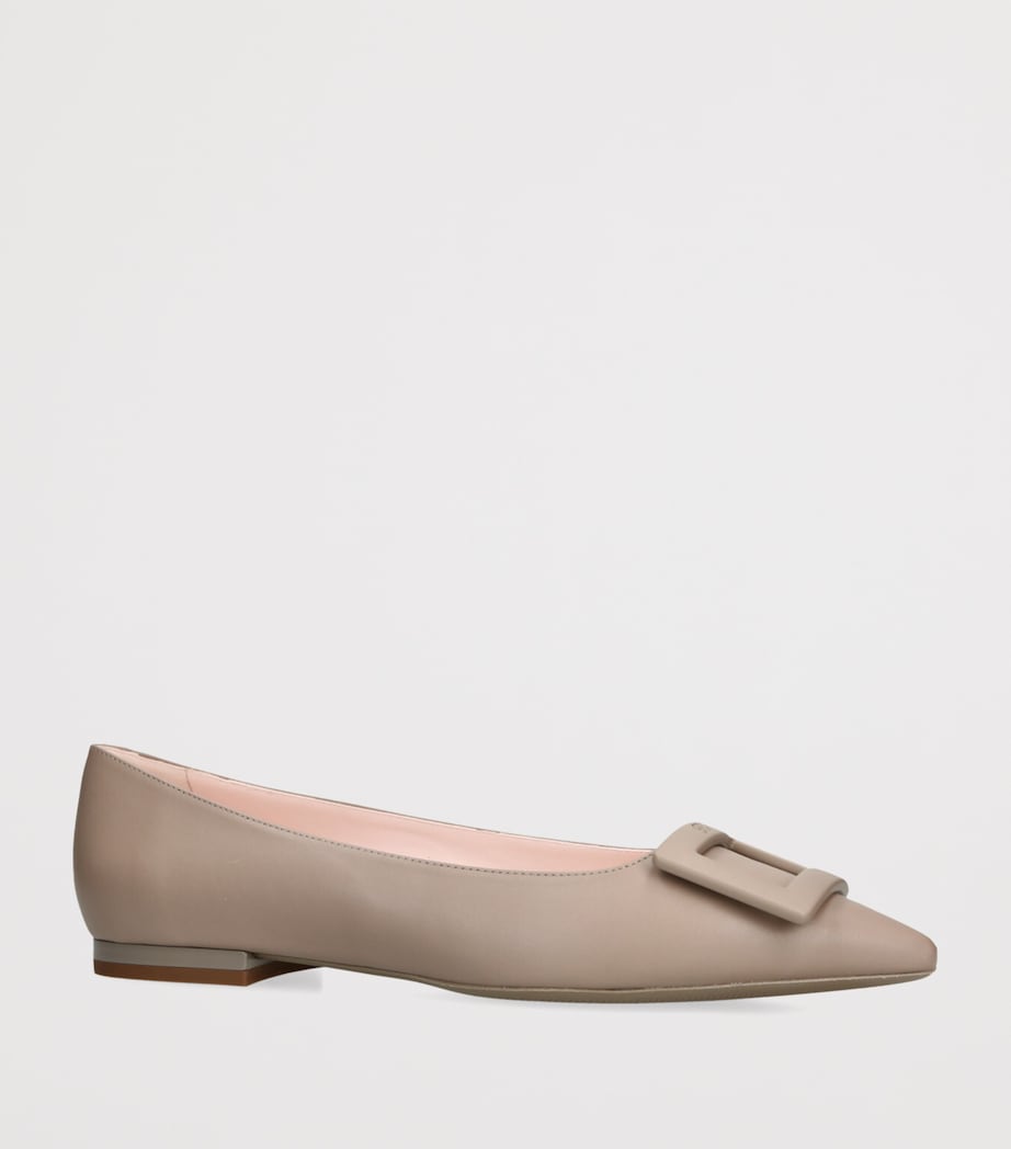 Leather Gommettine Ballet Flats TAUPE Image 3