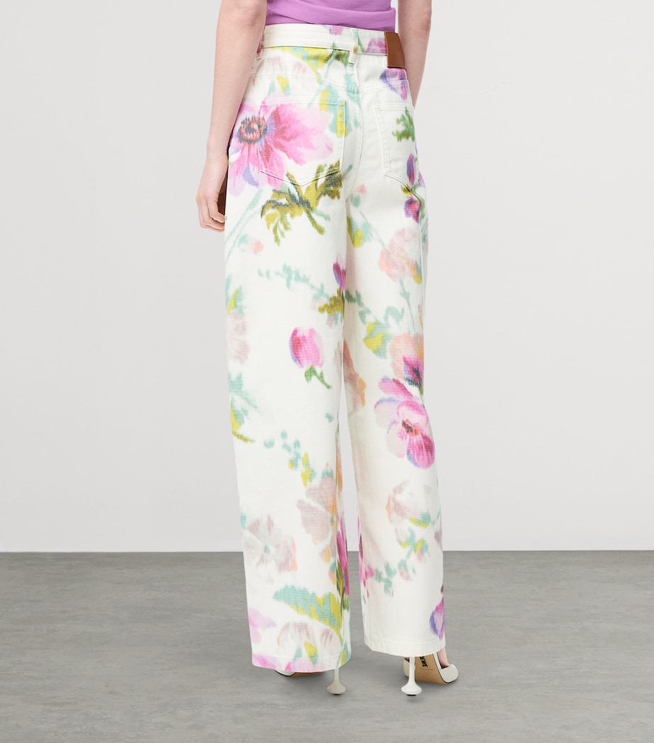 Floral Wide-Leg Jeans WHITE/PINK Image 4