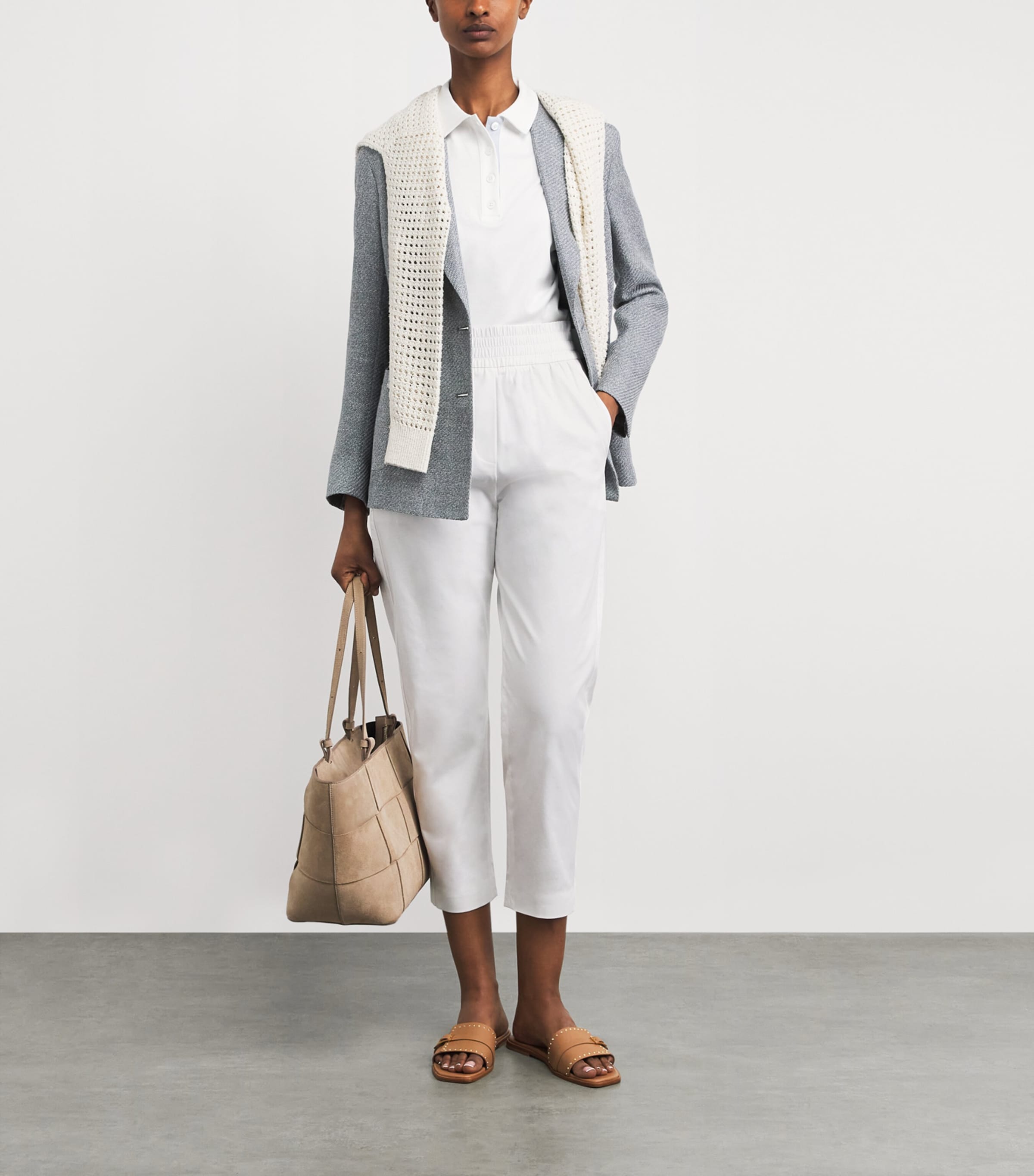 Eleventy Womens Elasticated Straight Trousers Bianco Image 2