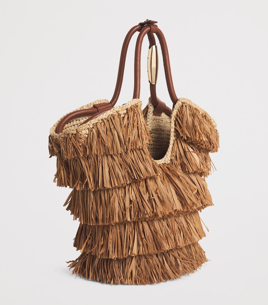 Raffia Fringed Goldentime Tote Bag TAN FRNGE STRIPETFST Image 3