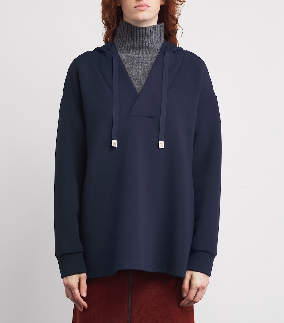 V-Neck Drawstring Hoodie NAVY Image 3