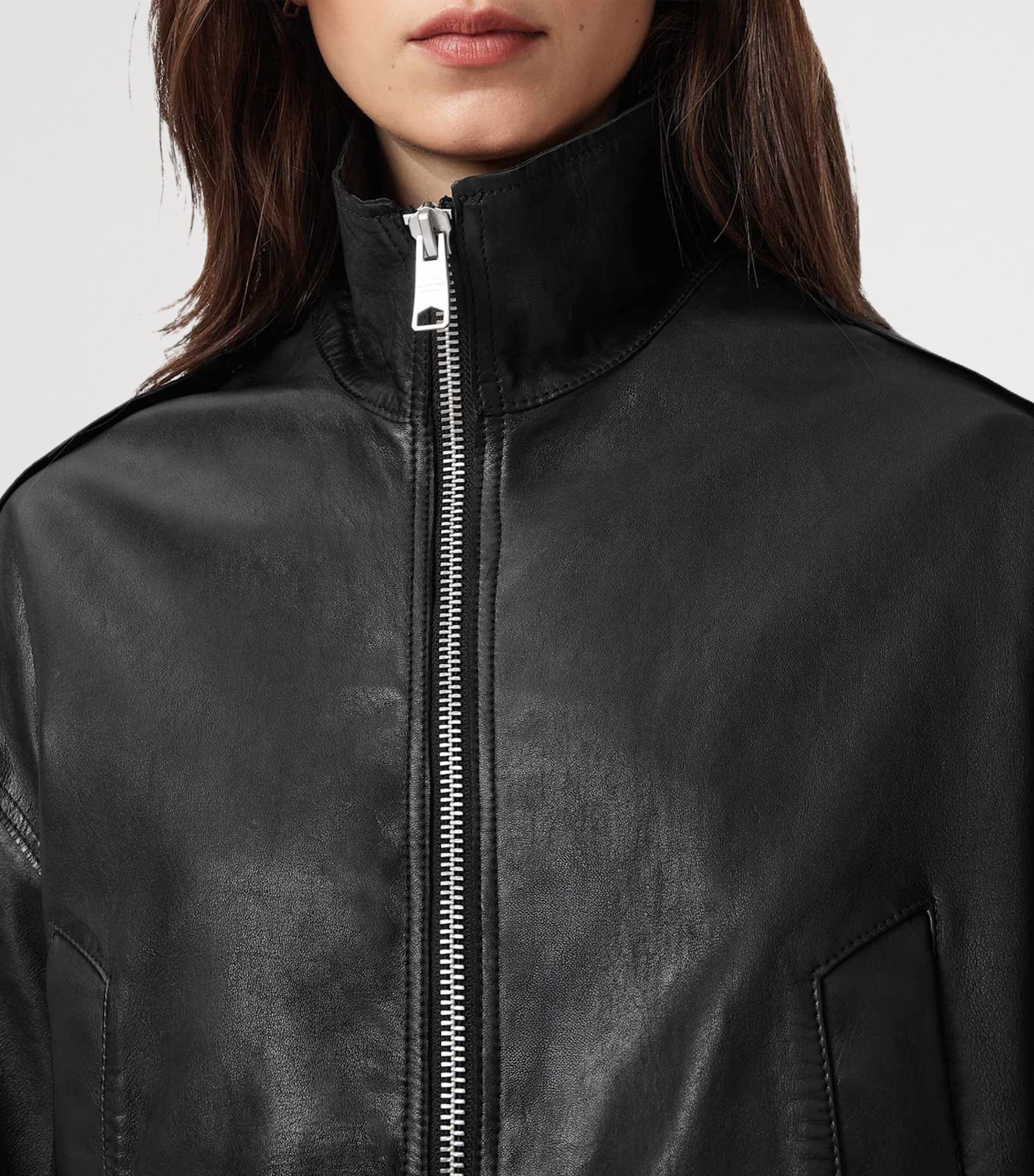 AllSaints Womens Lowden Leather Jacket Black Image 9